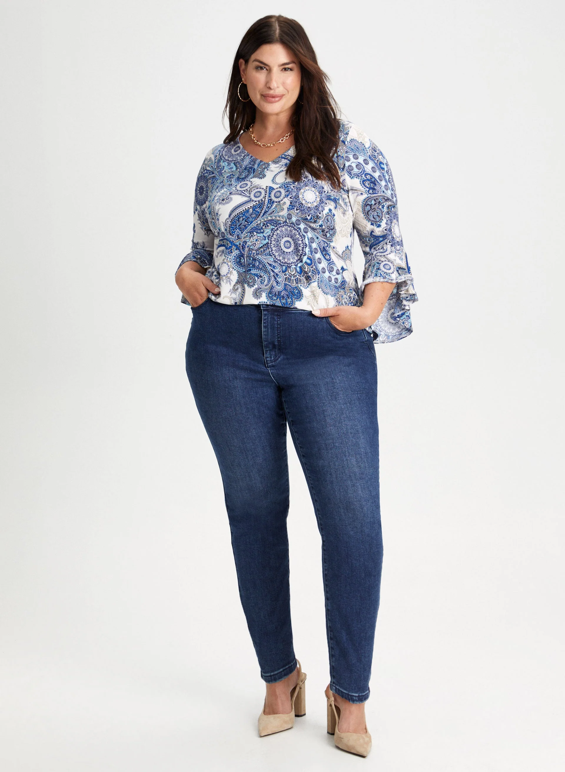 Paisley Print Ruffle Sleeve Top - Image 3
