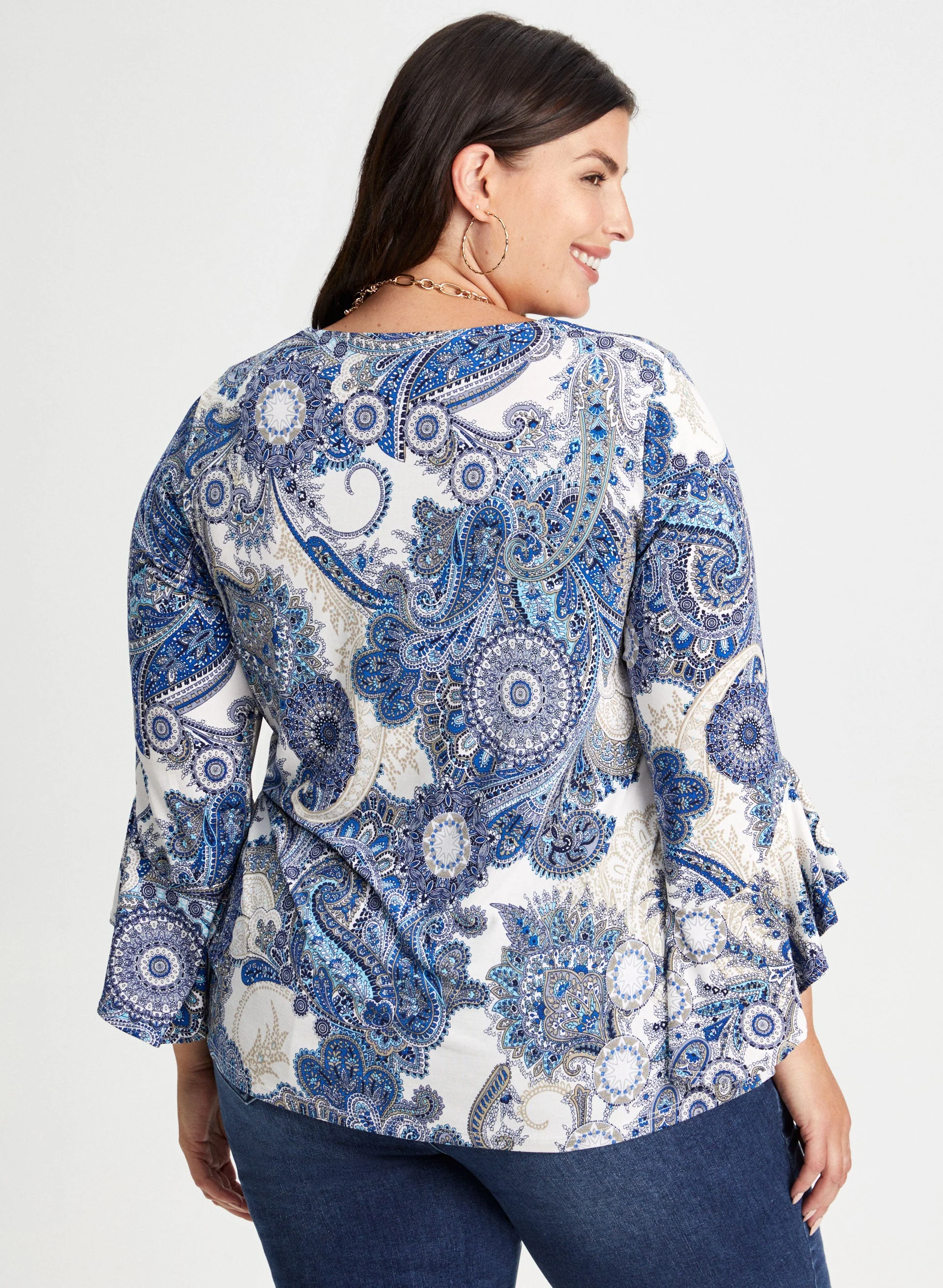 Paisley Print Ruffle Sleeve Top - Image 4