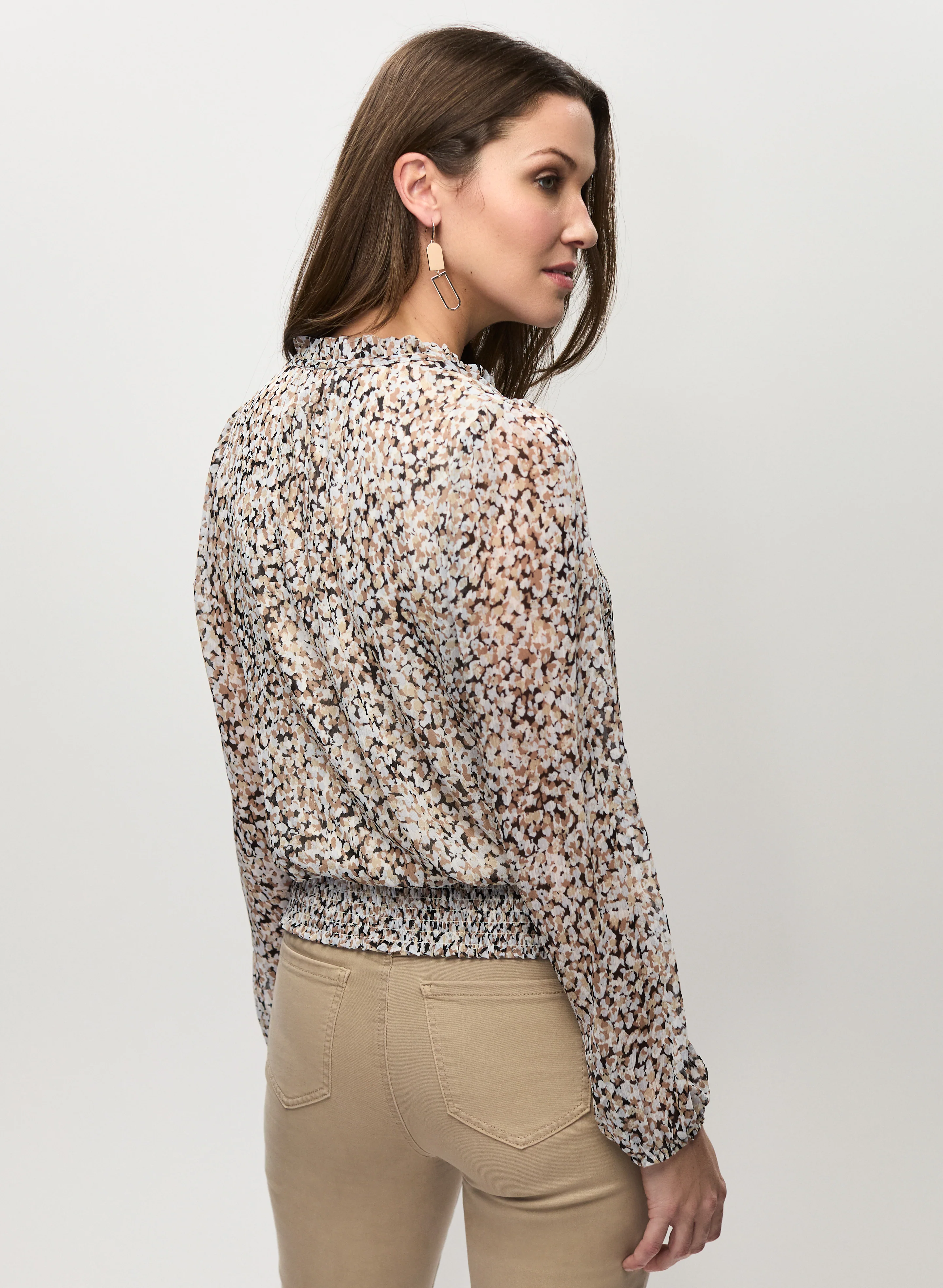 Animal print top with smocked waist - Image 4