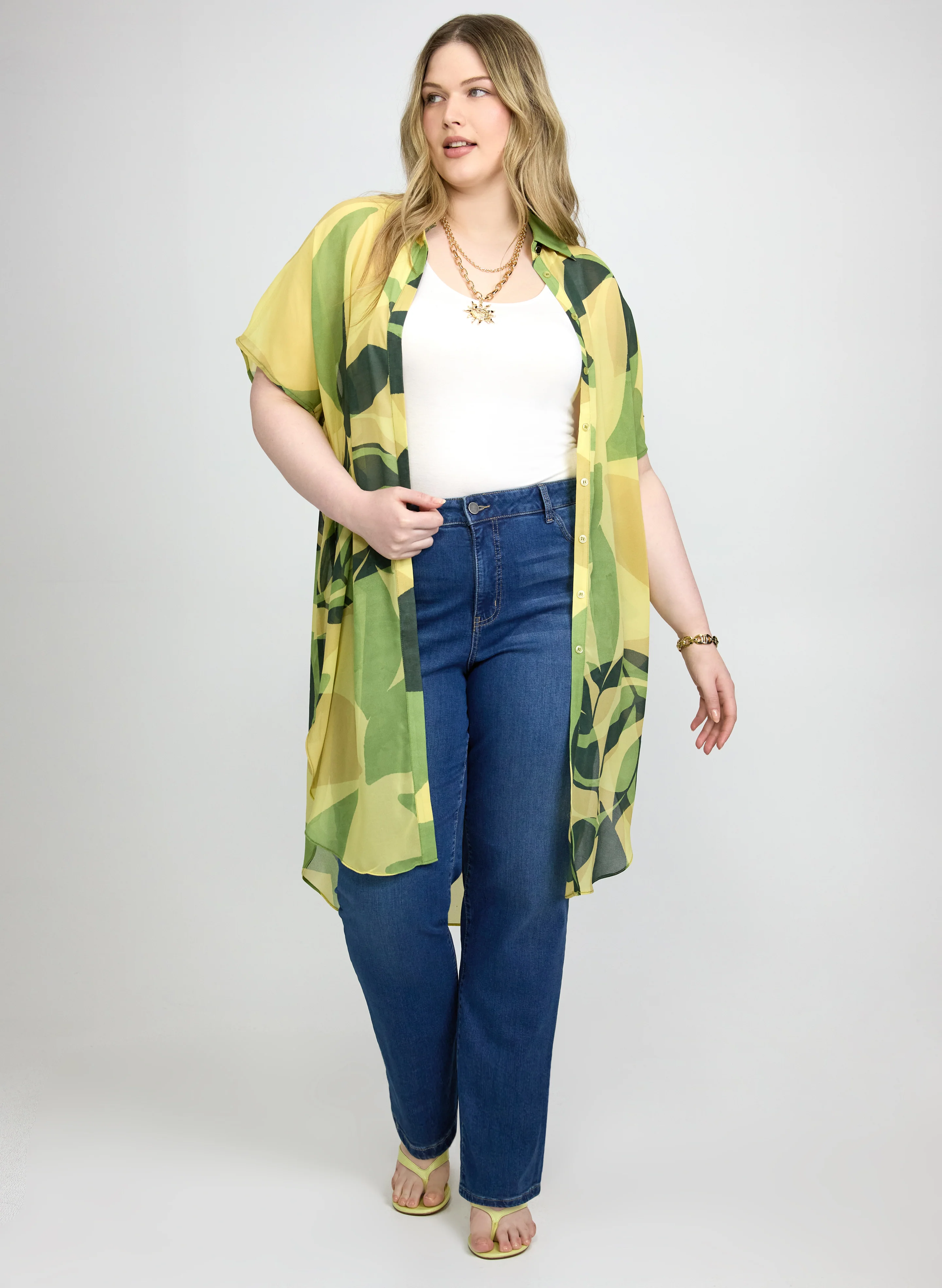 Leaf Print Chiffon Tunic - Image 3