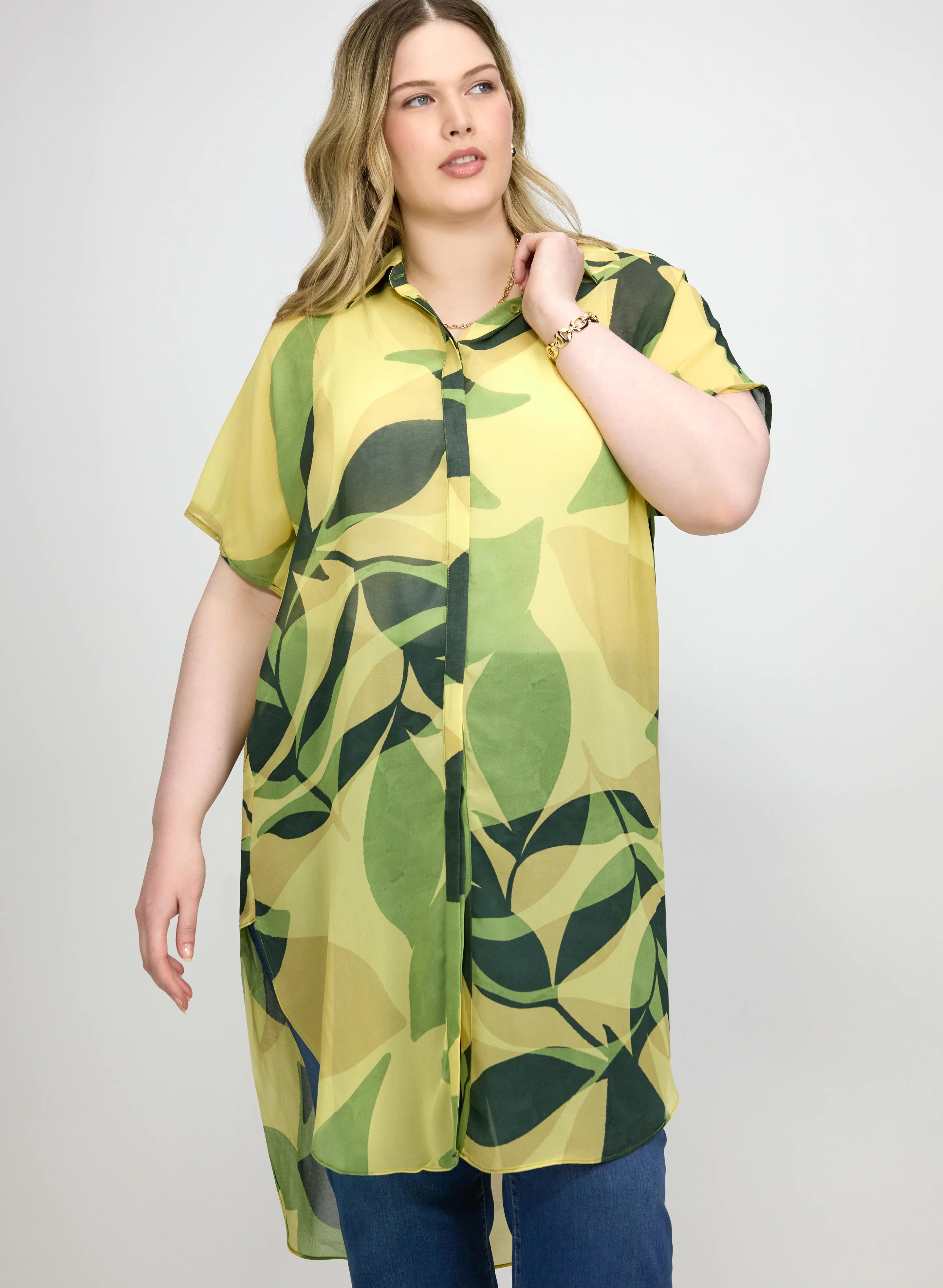 Leaf Print Chiffon Tunic - Image 4
