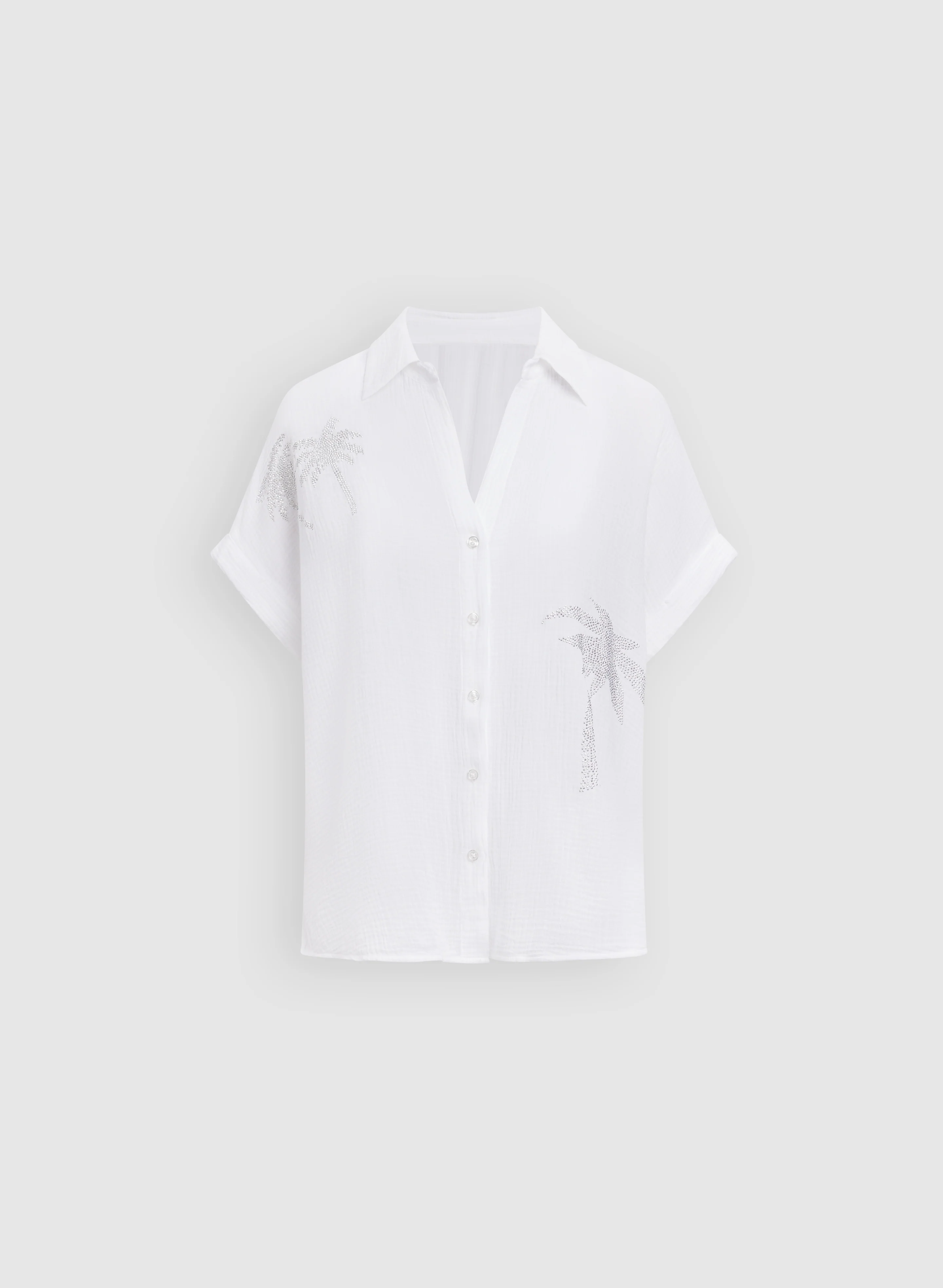 Rhinestone Palm Print Blouse - Image 8