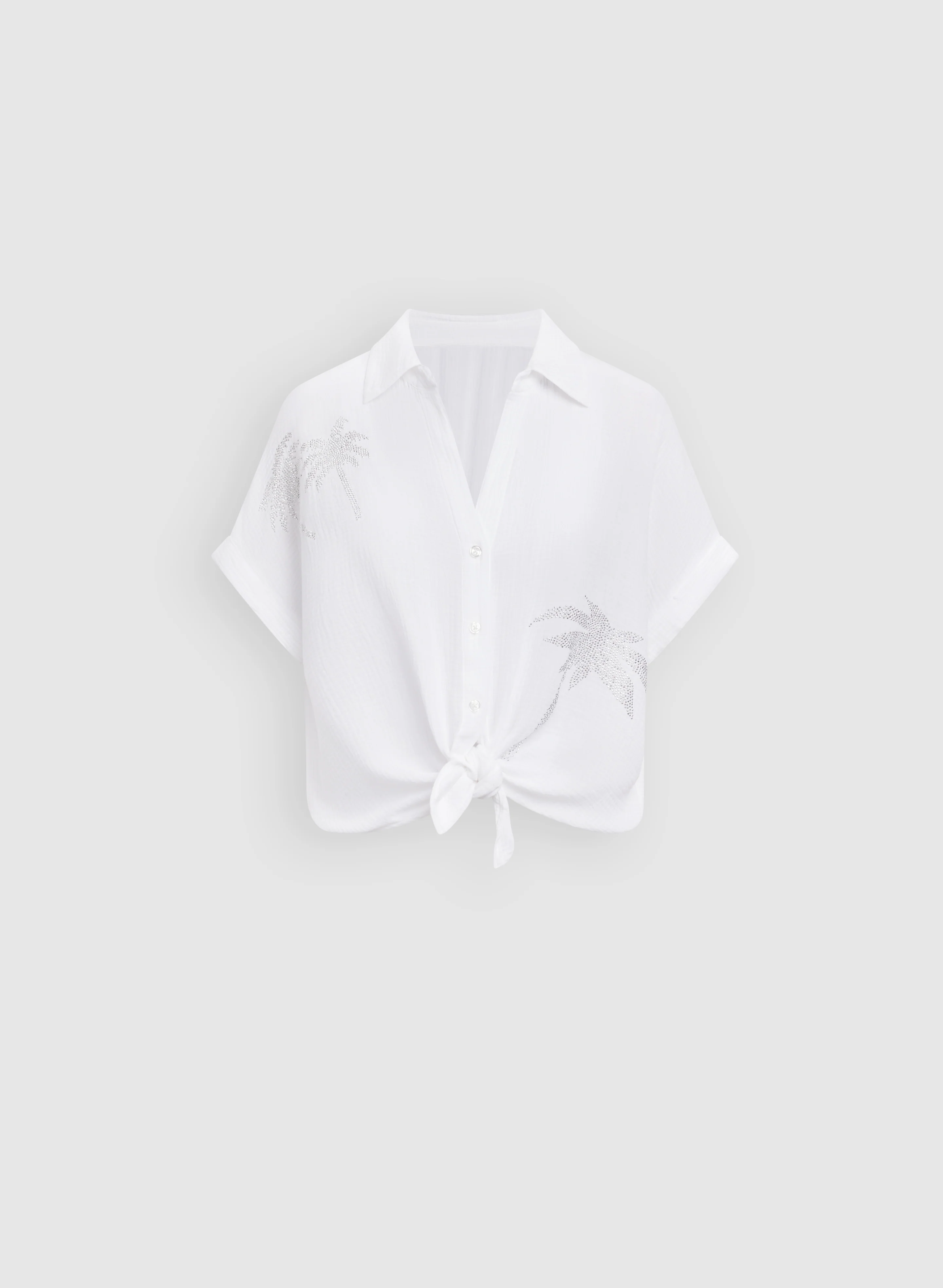 Rhinestone Palm Print Blouse - Image 9