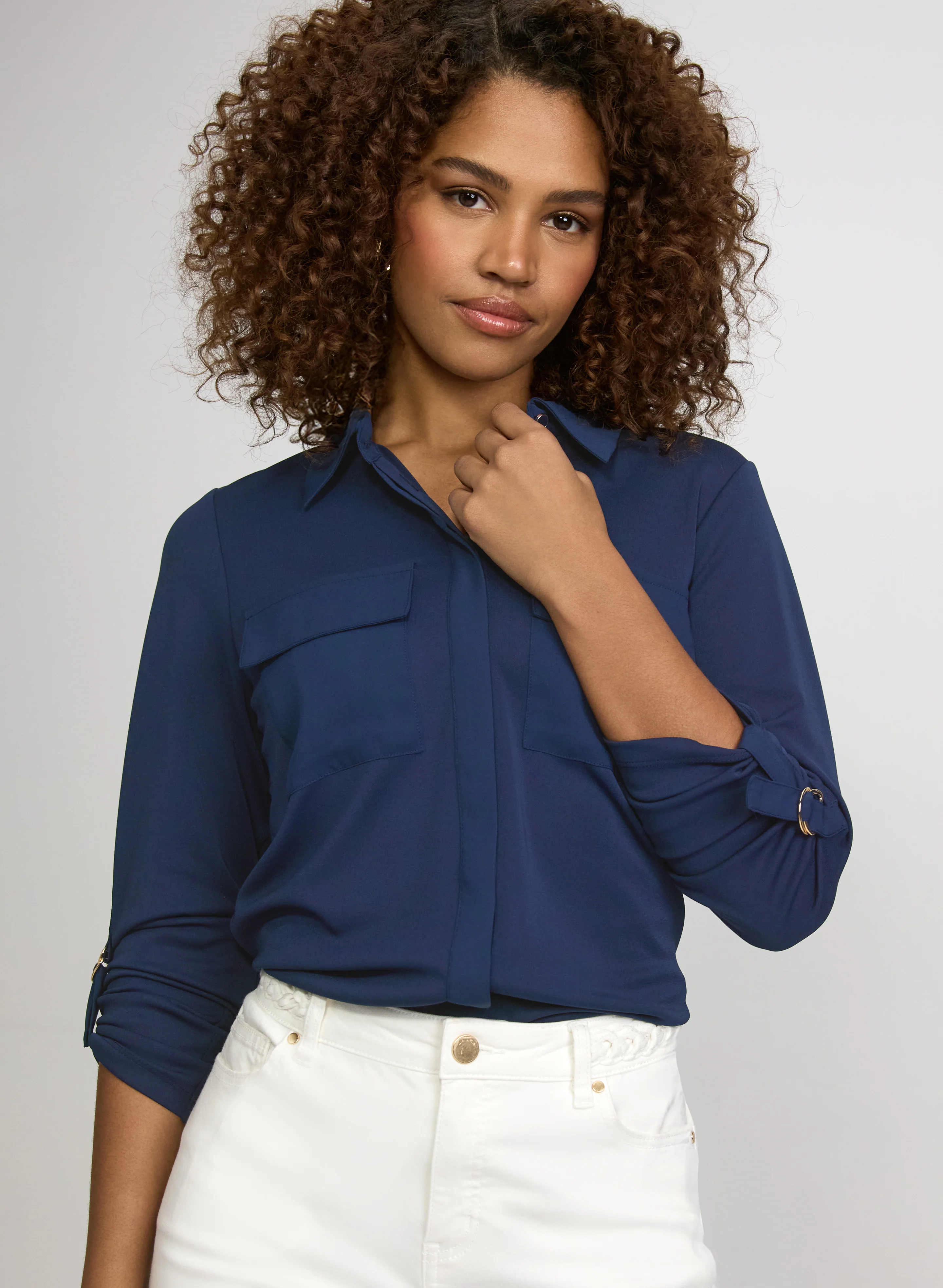 Button-Down Jersey Top
