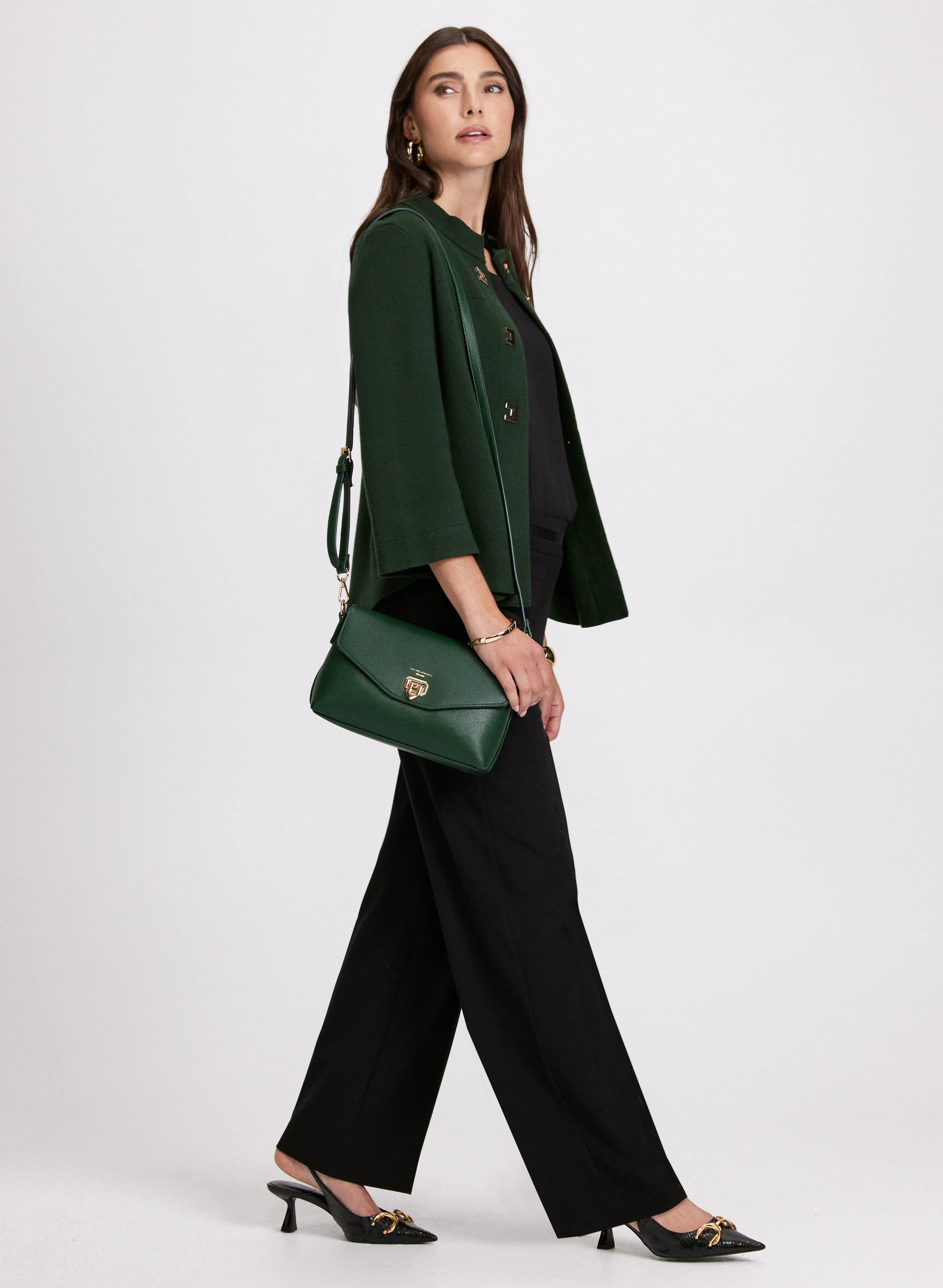 Button-Up Cardigan & Wide Leg Pants