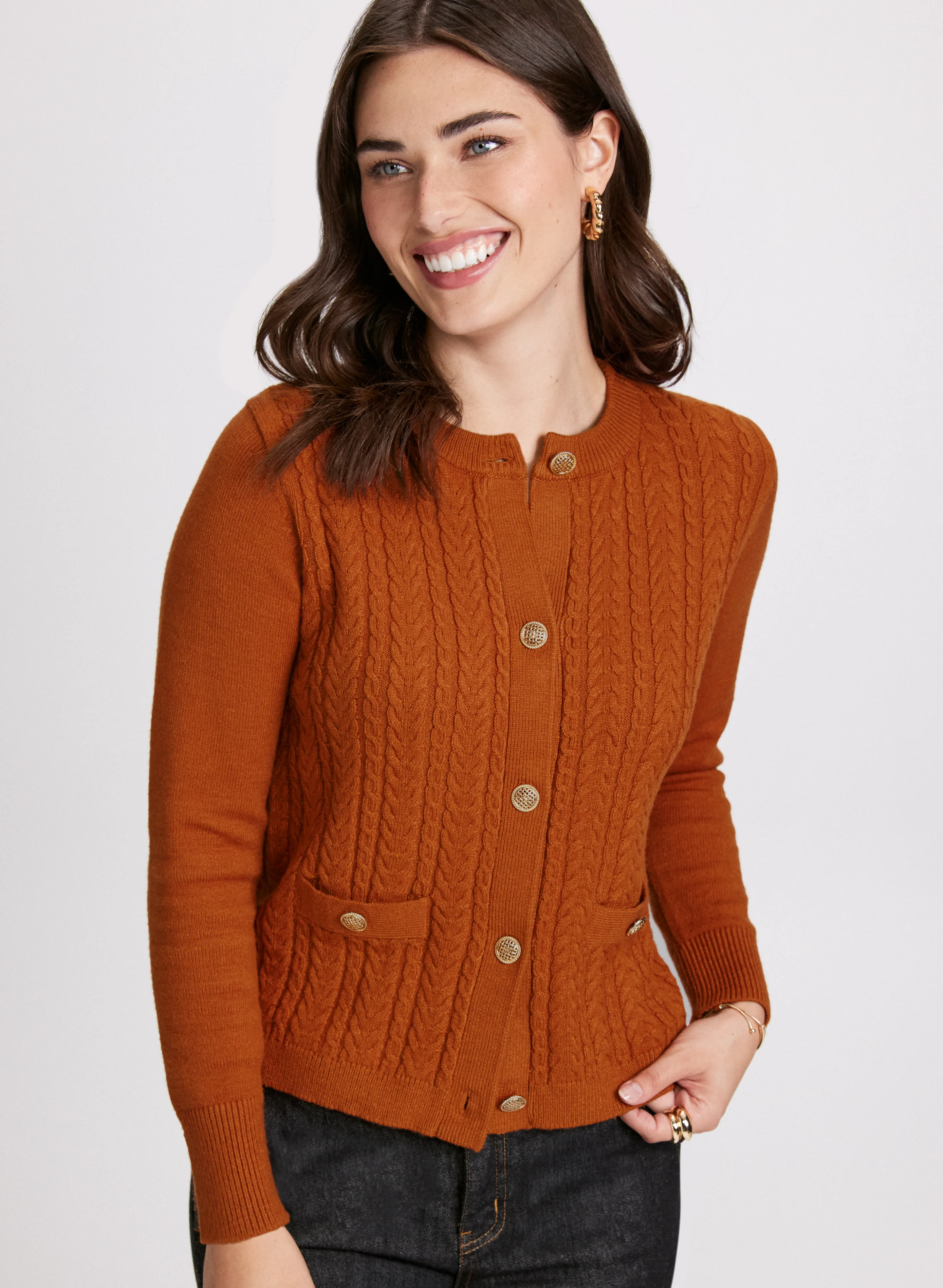 Cable Knit Detail Cardigan - Image 4