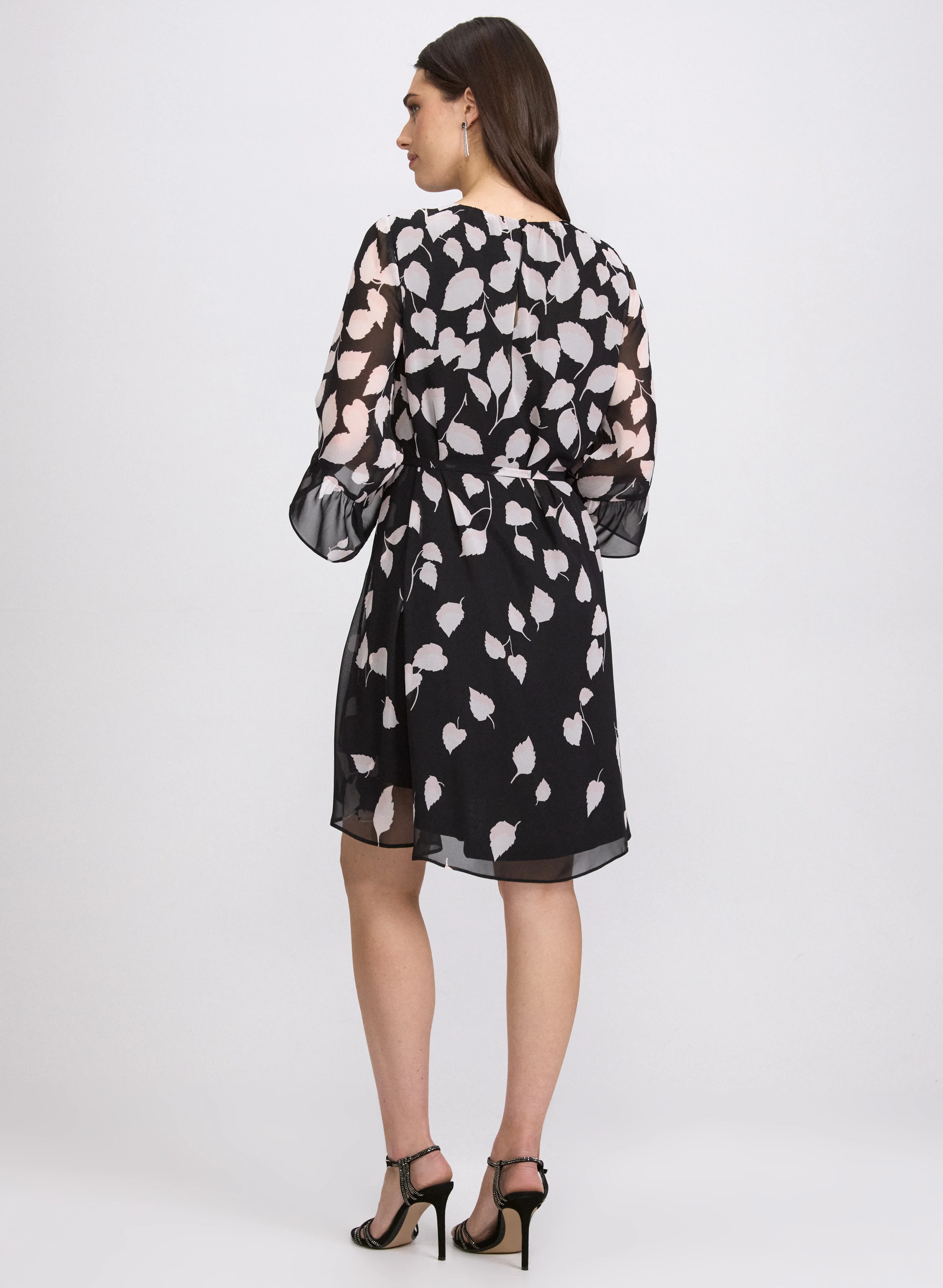 Cascading Leaf Print Dress - Image 3