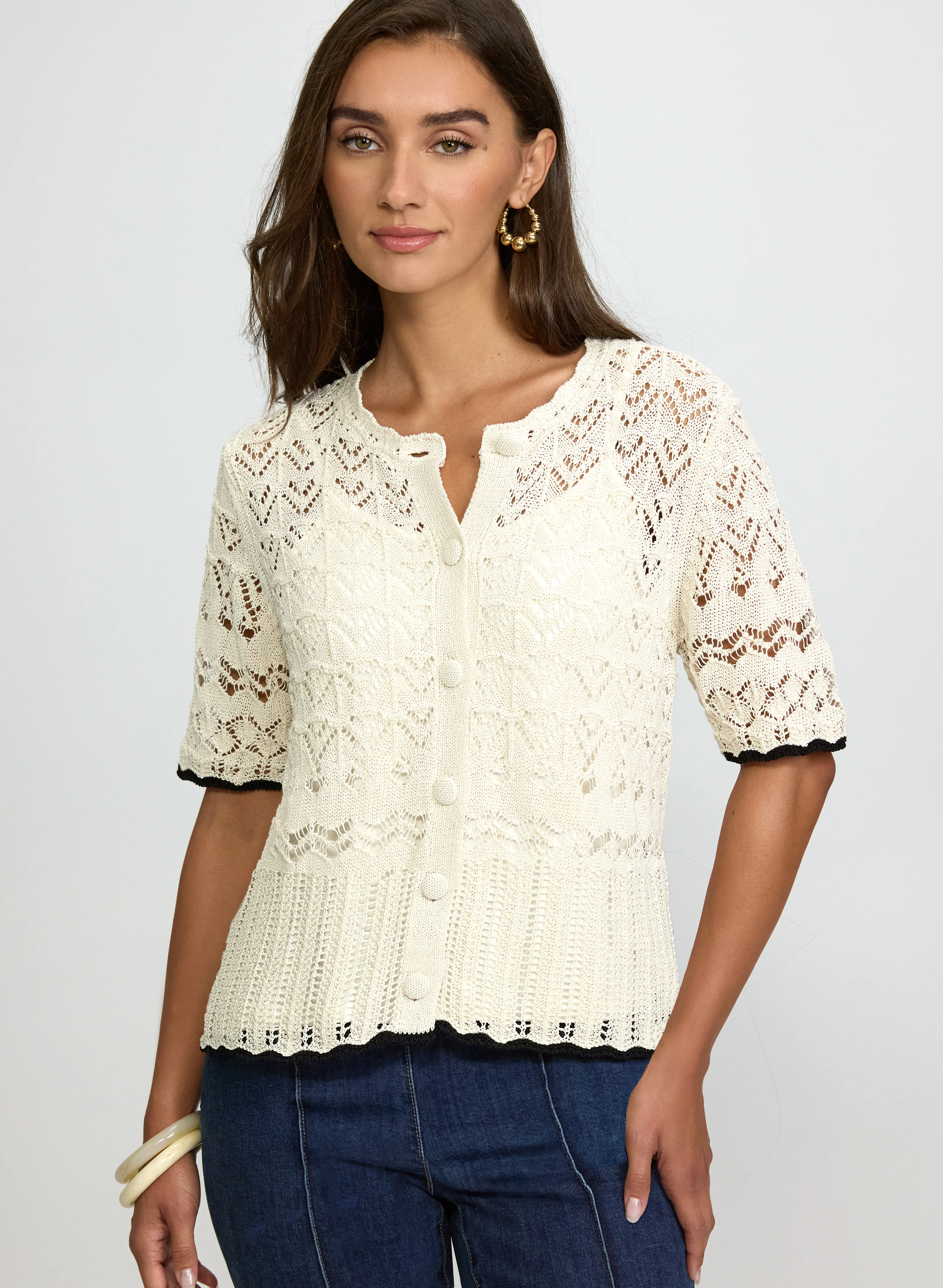 Contrast Crochet Cardigan