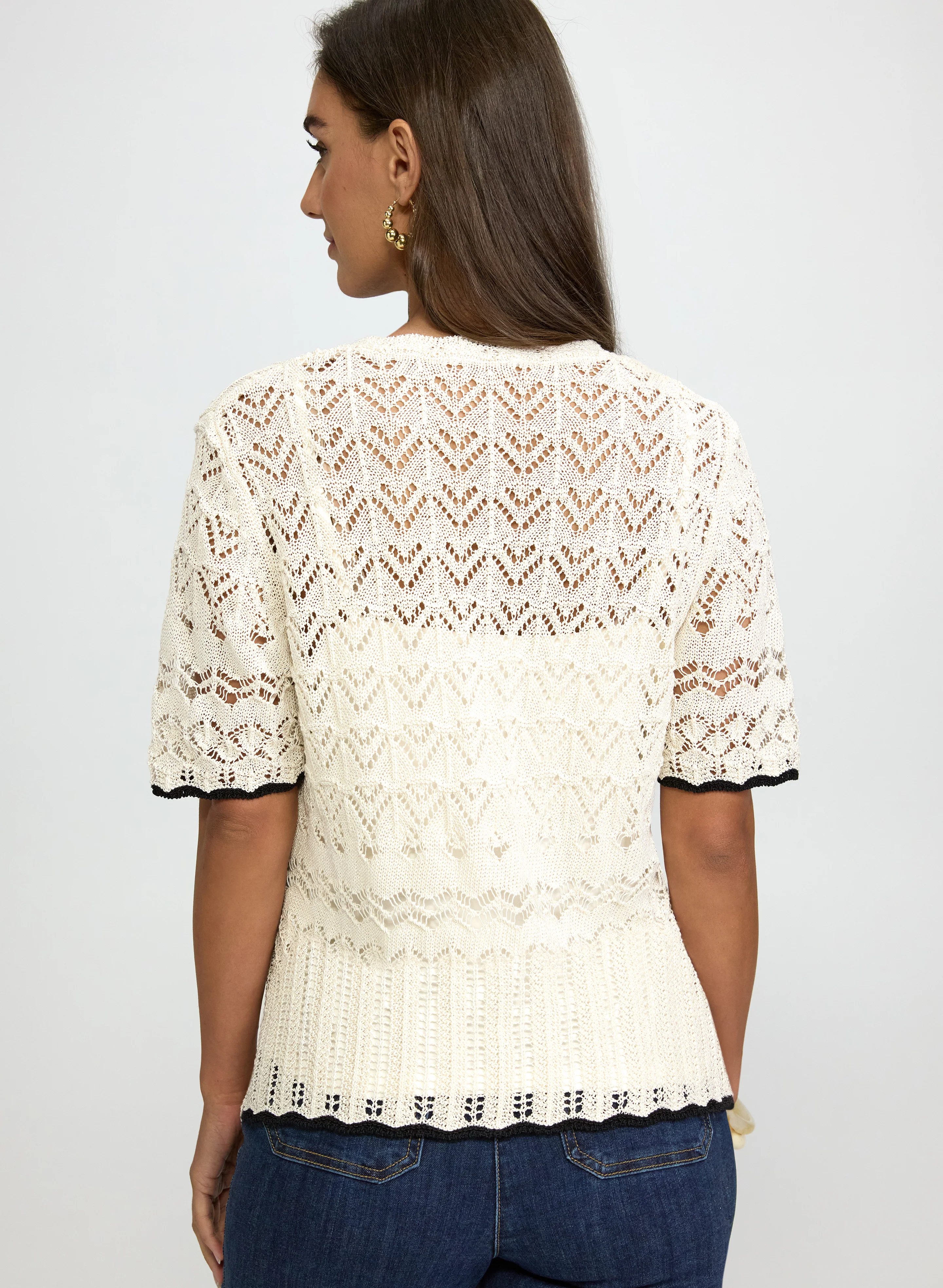 Contrast Crochet Cardigan - Image 4