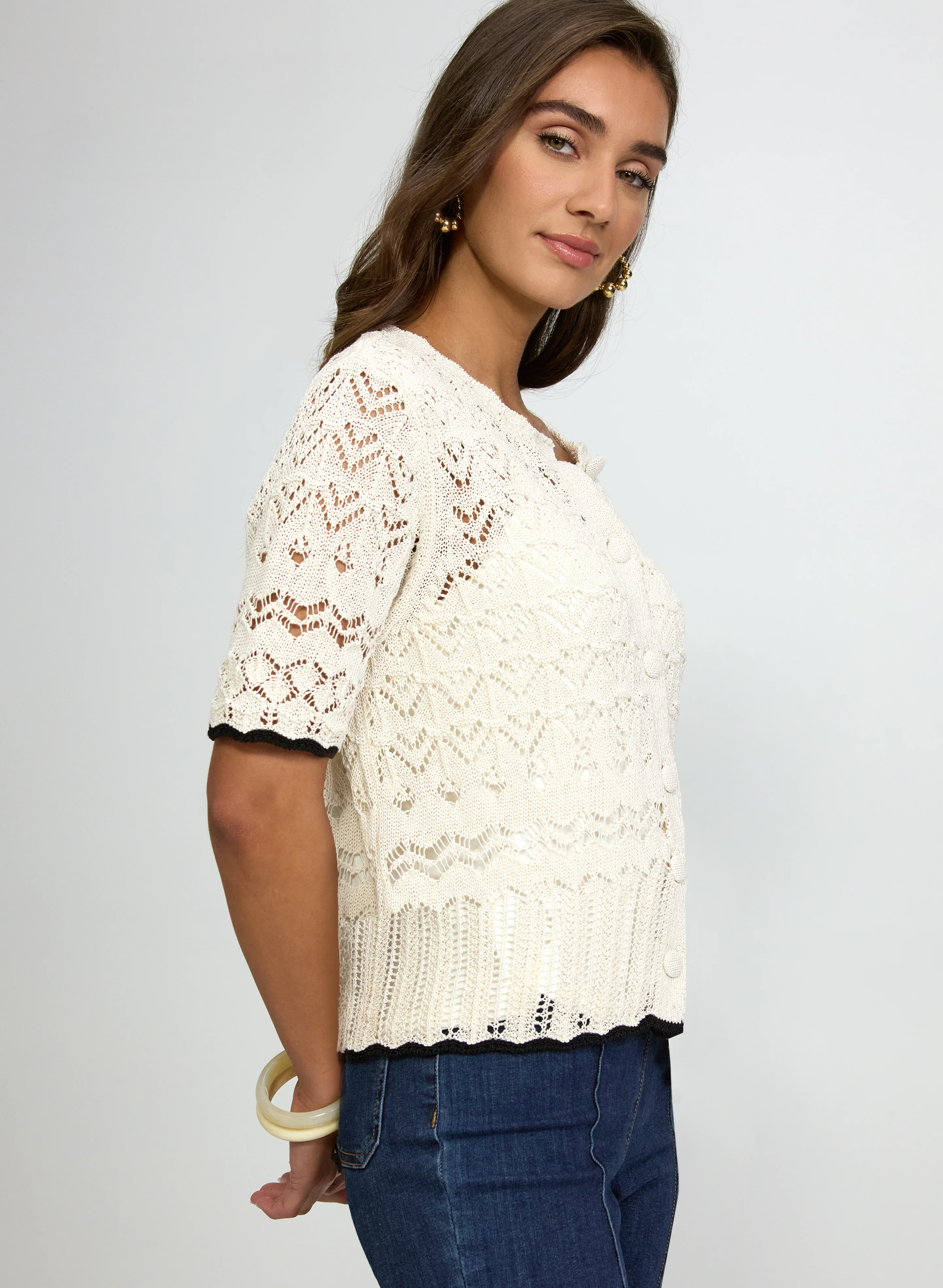 Contrast Crochet Cardigan - Image 5
