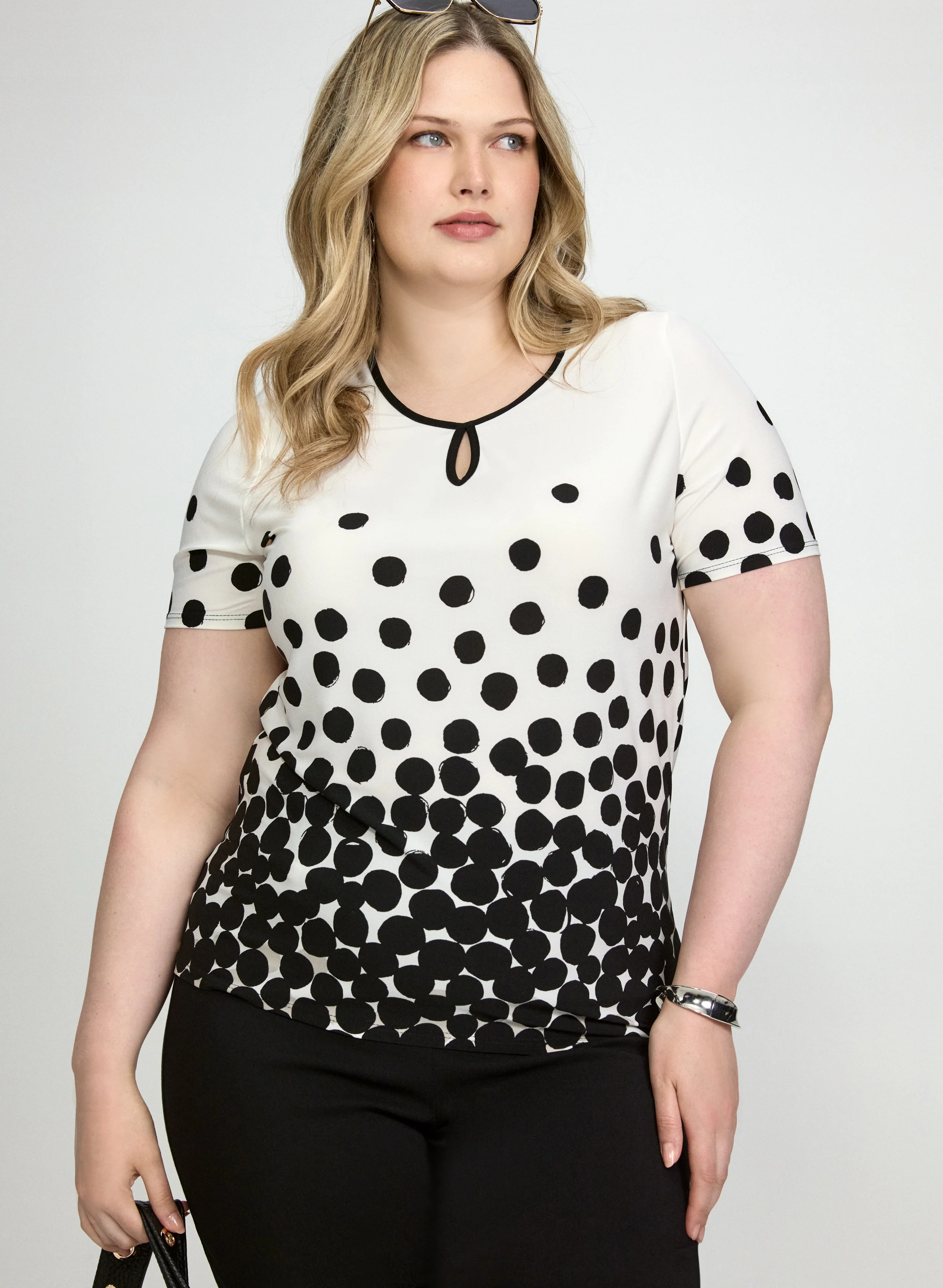 Contrast Dot Print Top