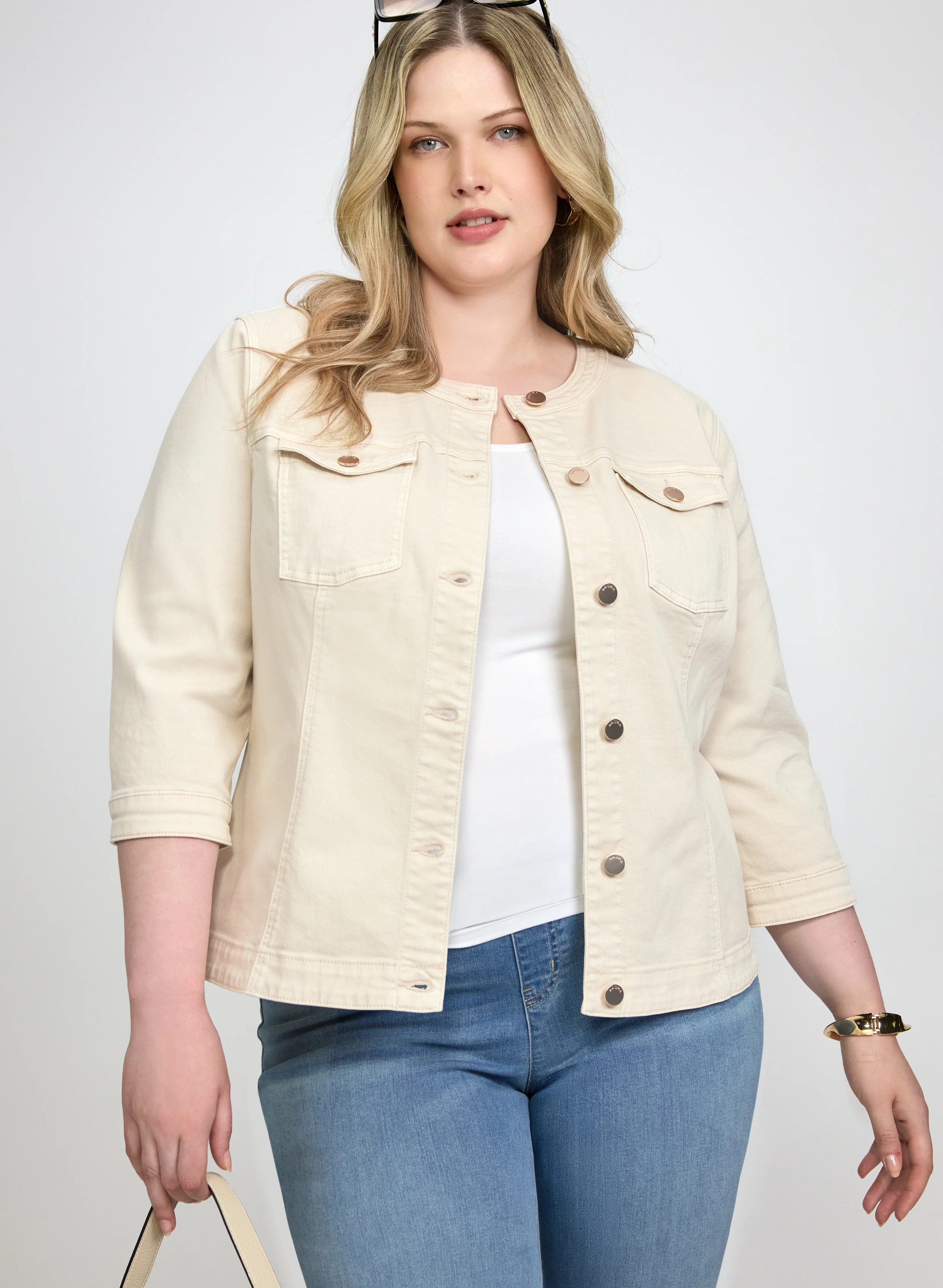 Crew Neck Denim Jacket