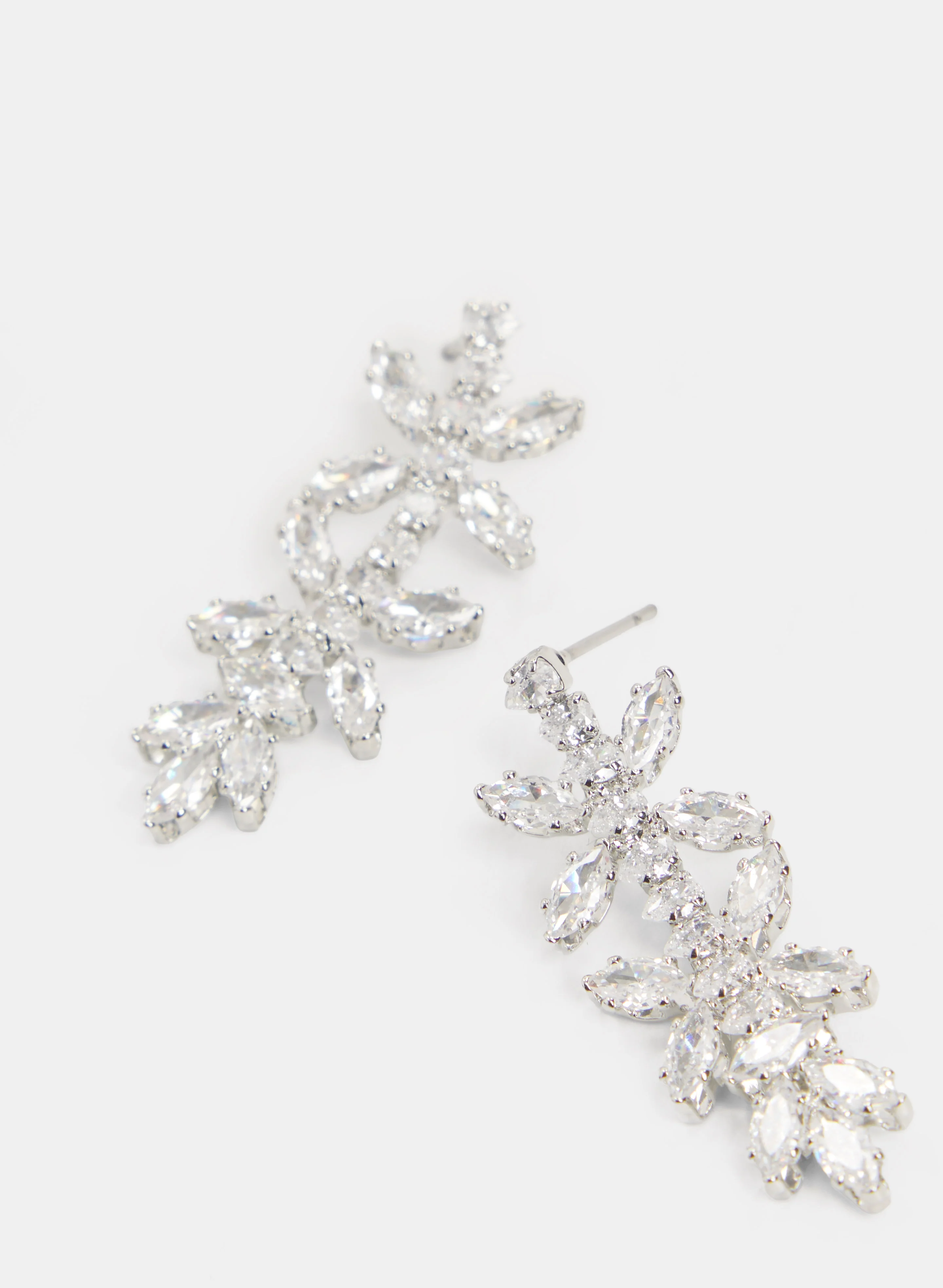 Cubic Zirconia Leaf Earrings - Image 2