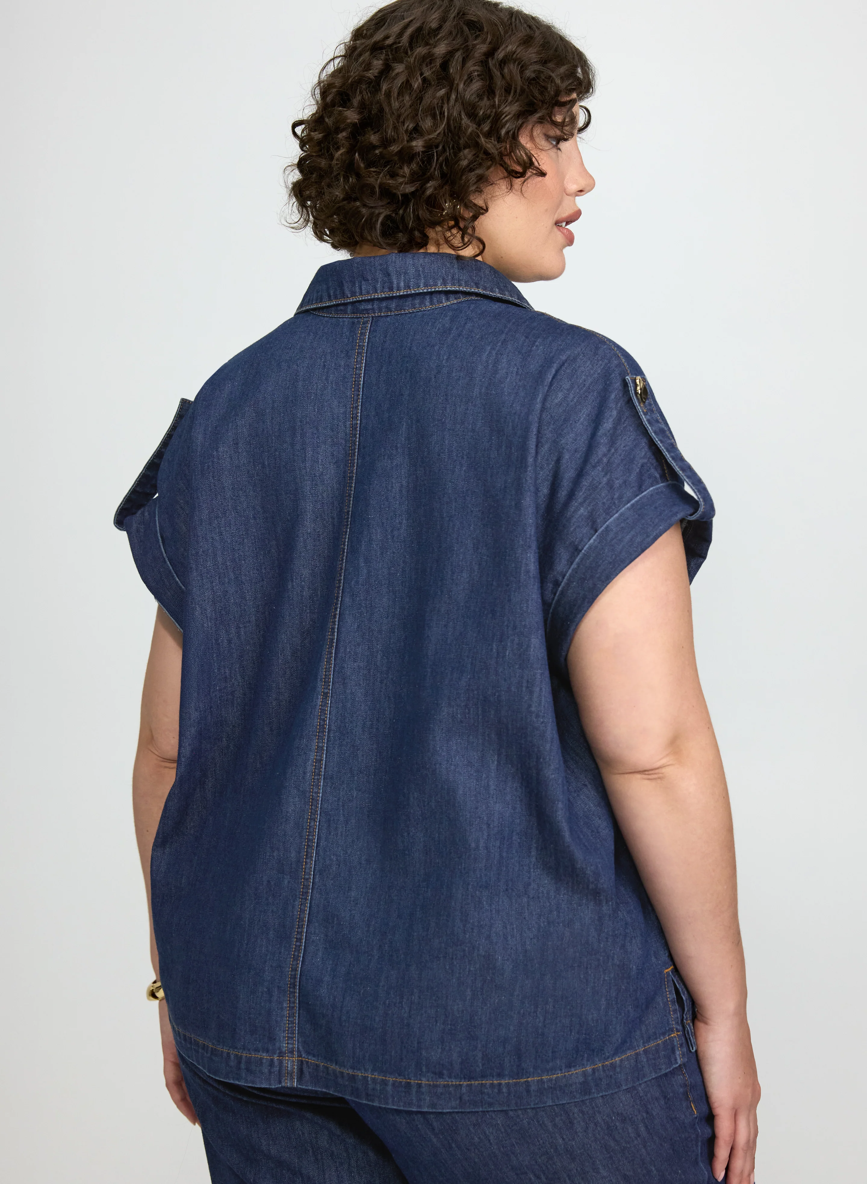 Denim Button-Down Blouse - Image 5