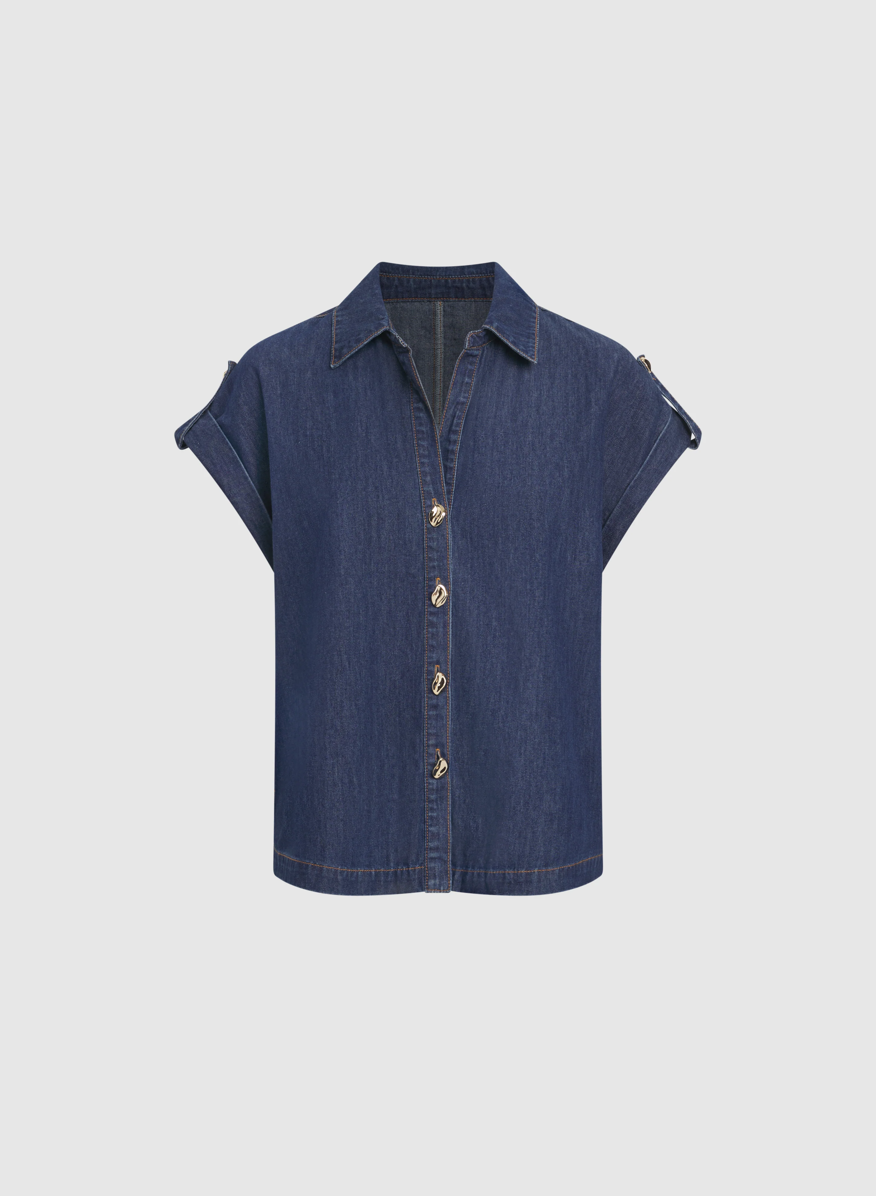 Denim Button-Down Blouse - Image 8