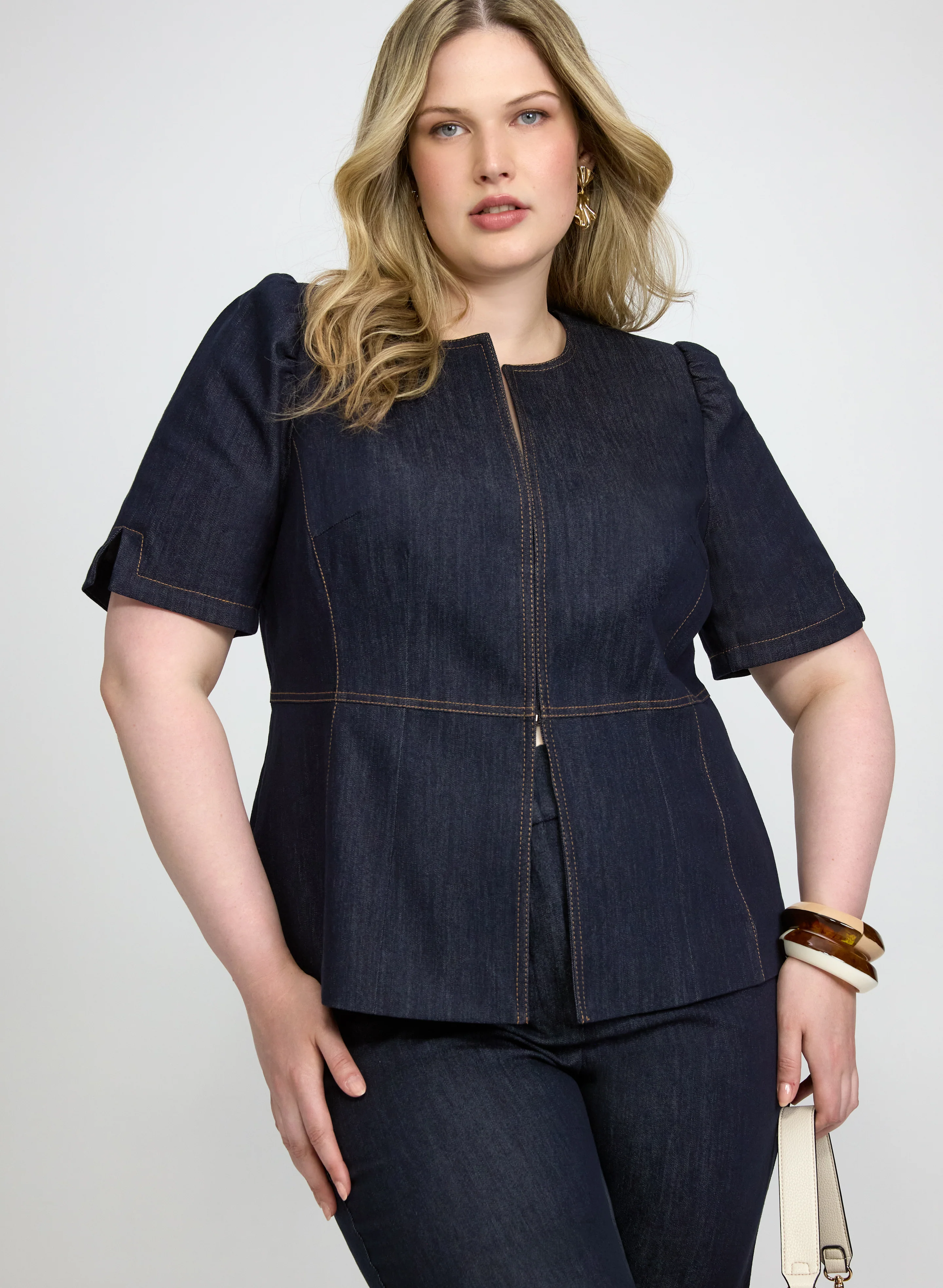 Denim Hook-Front Jacket