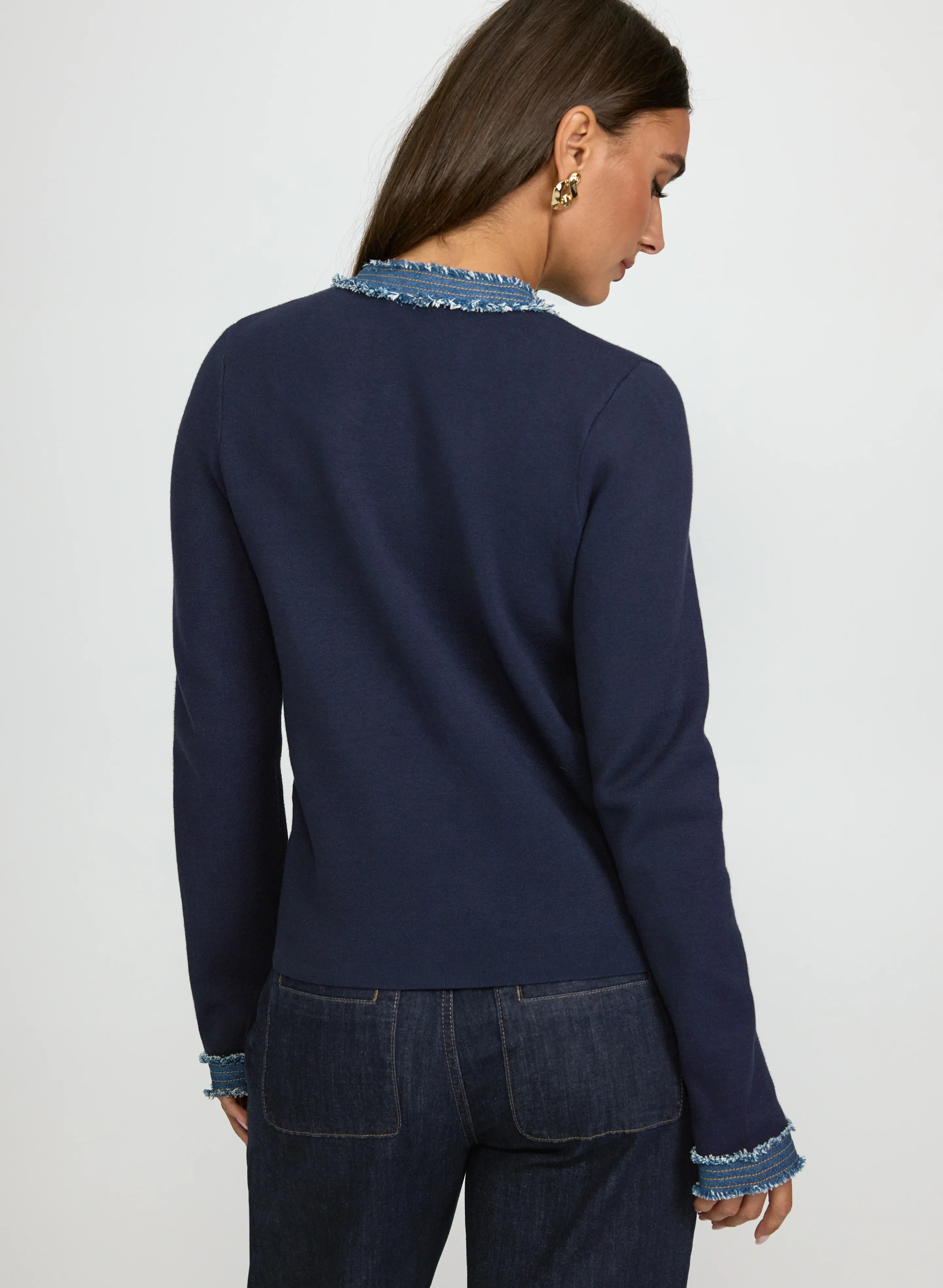 Denim Trim Cardigan - Image 3