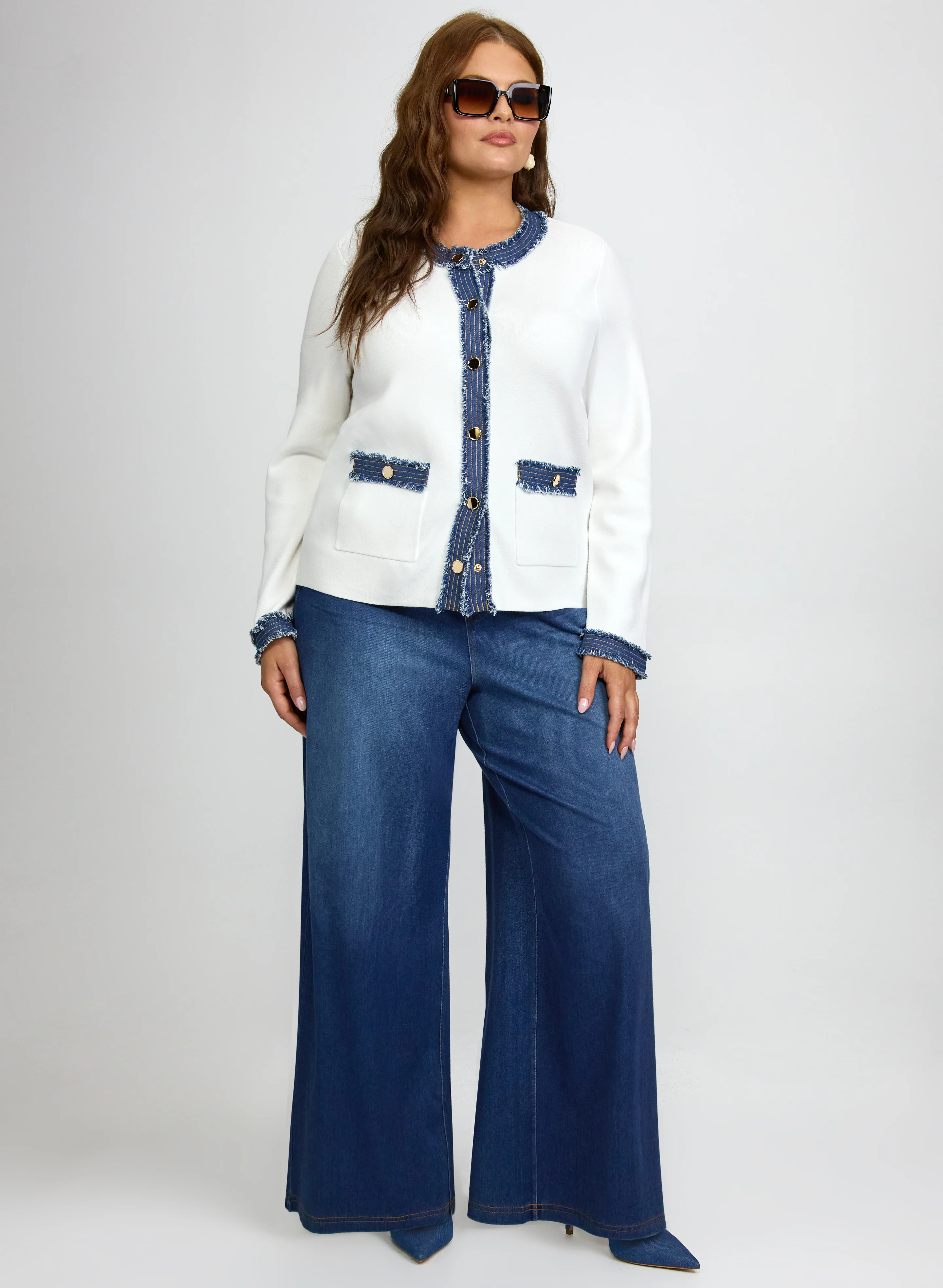 Denim Trim Cardigan - Image 4