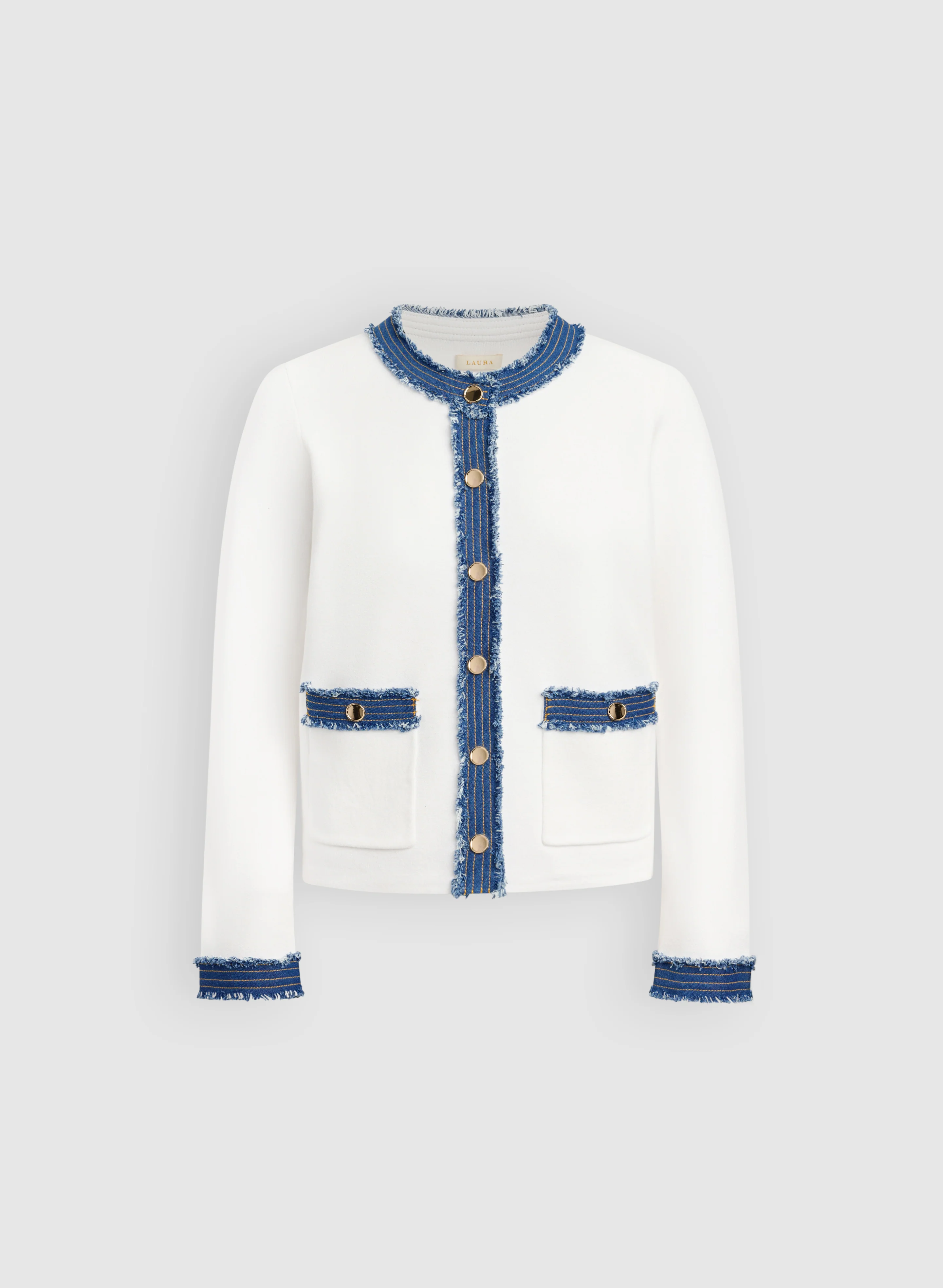 Denim Trim Cardigan - Image 6