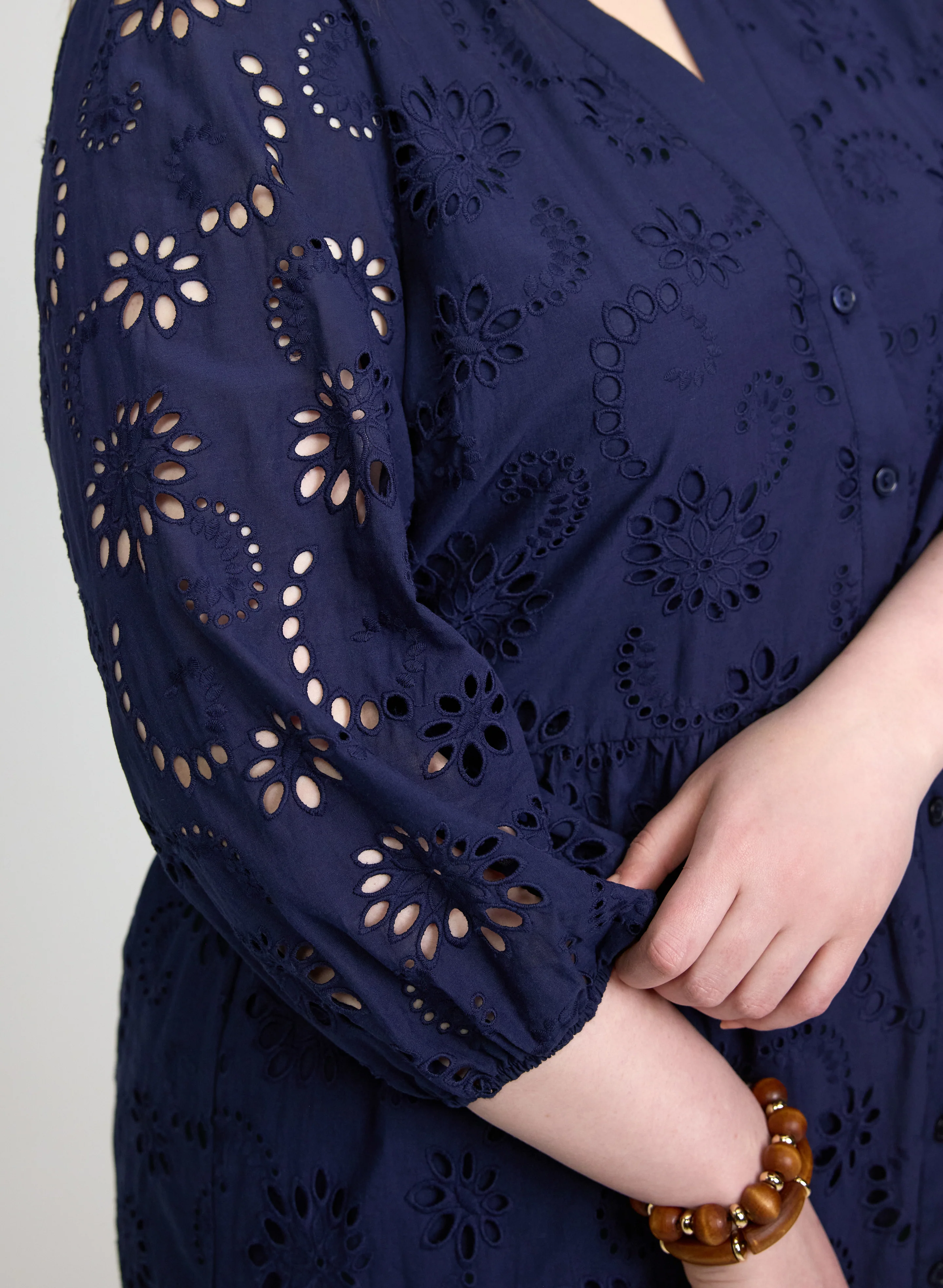 Embroidered Button-Down Midi Dress - Image 2