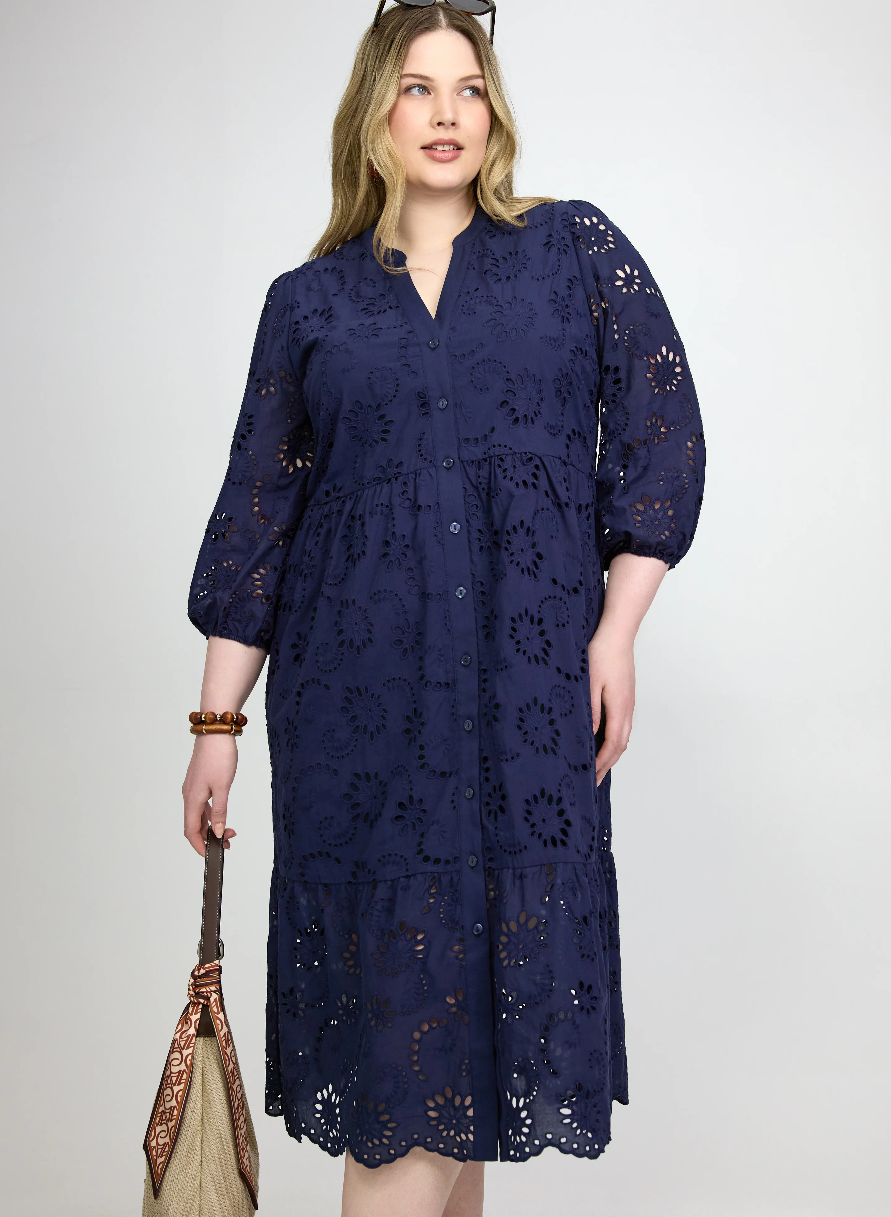 Embroidered Button-Down Midi Dress - Image 5