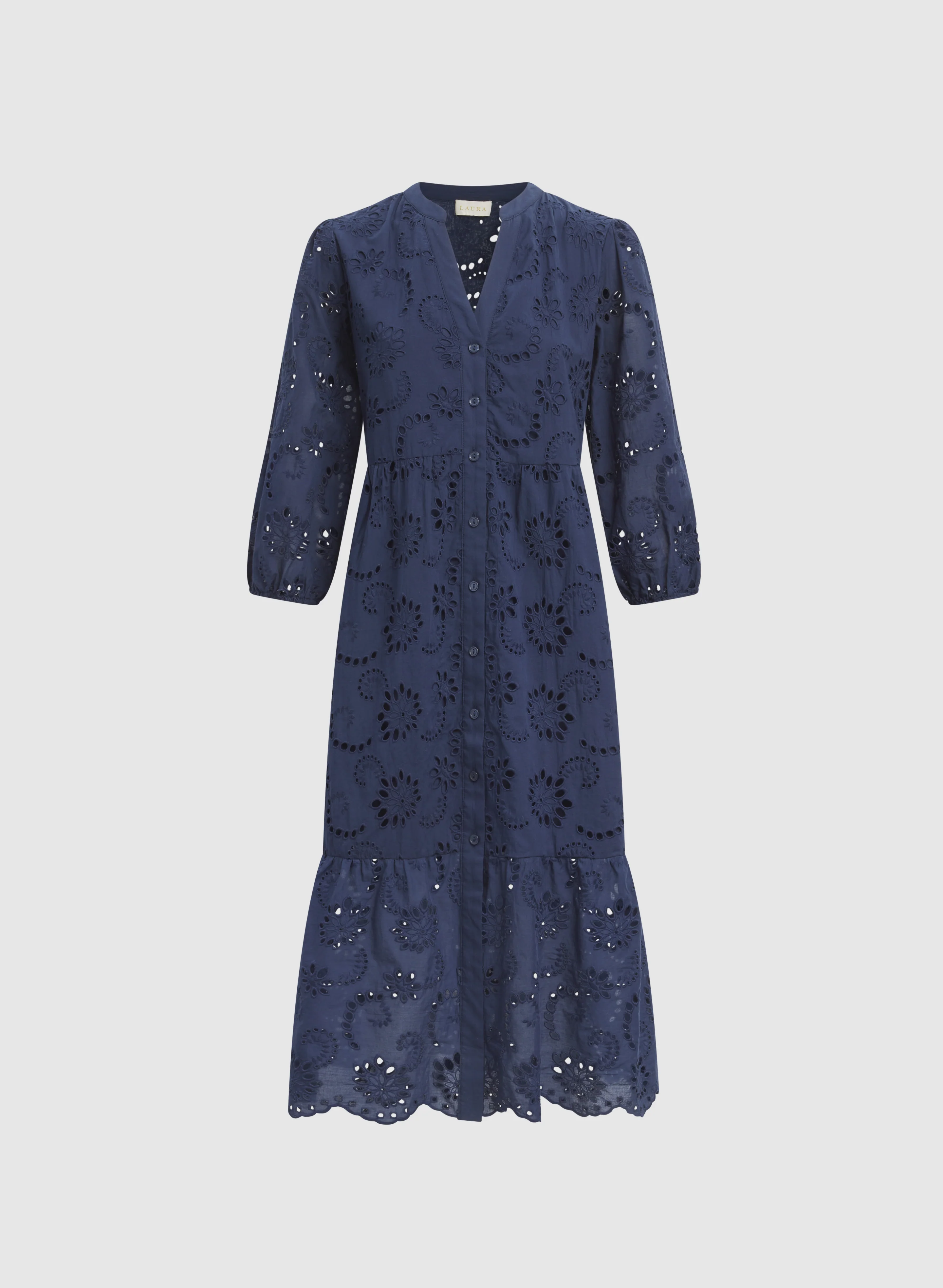 Embroidered Button-Down Midi Dress - Image 6