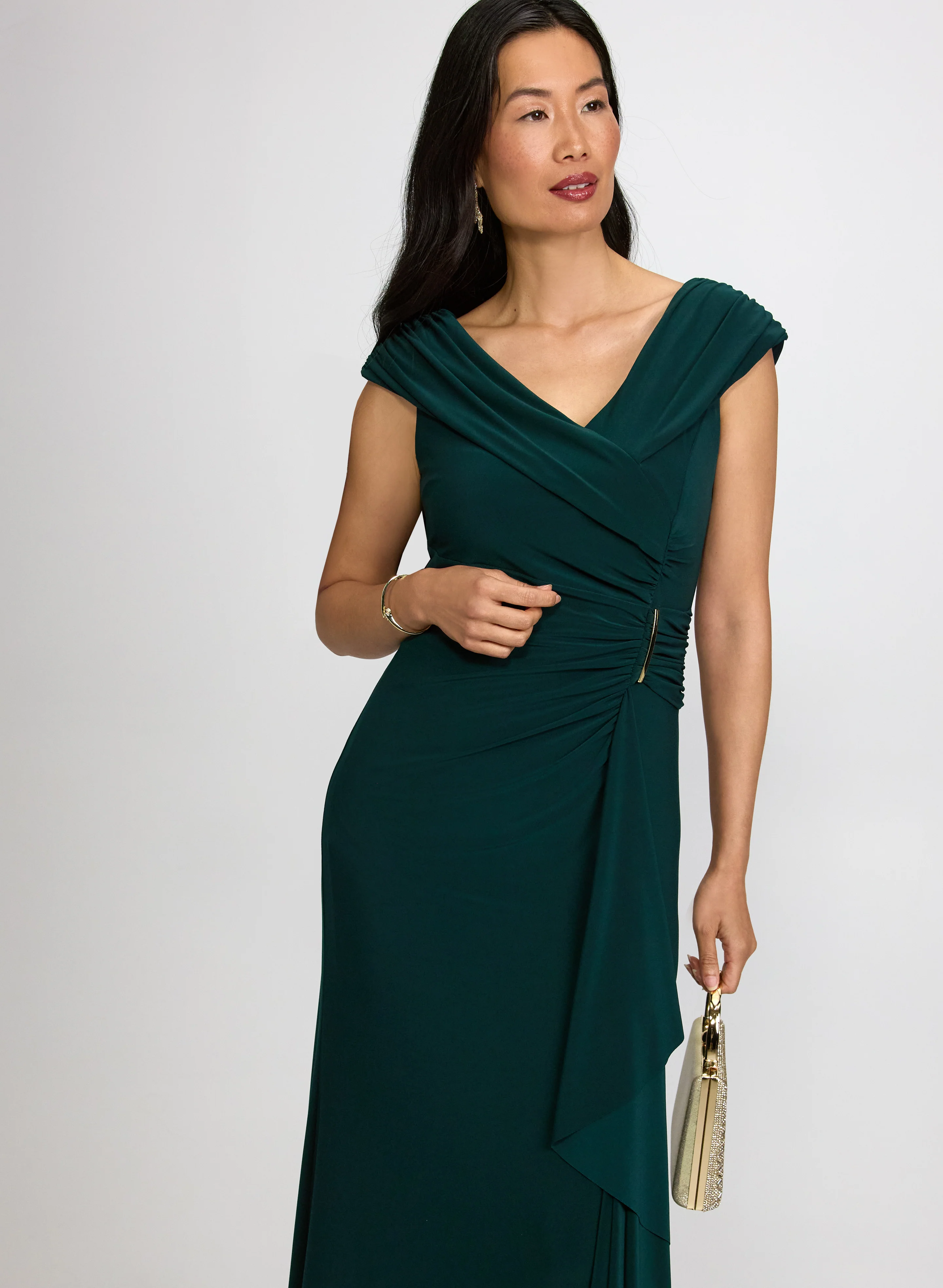 Fitted Shawl Collar Dress - Image 4