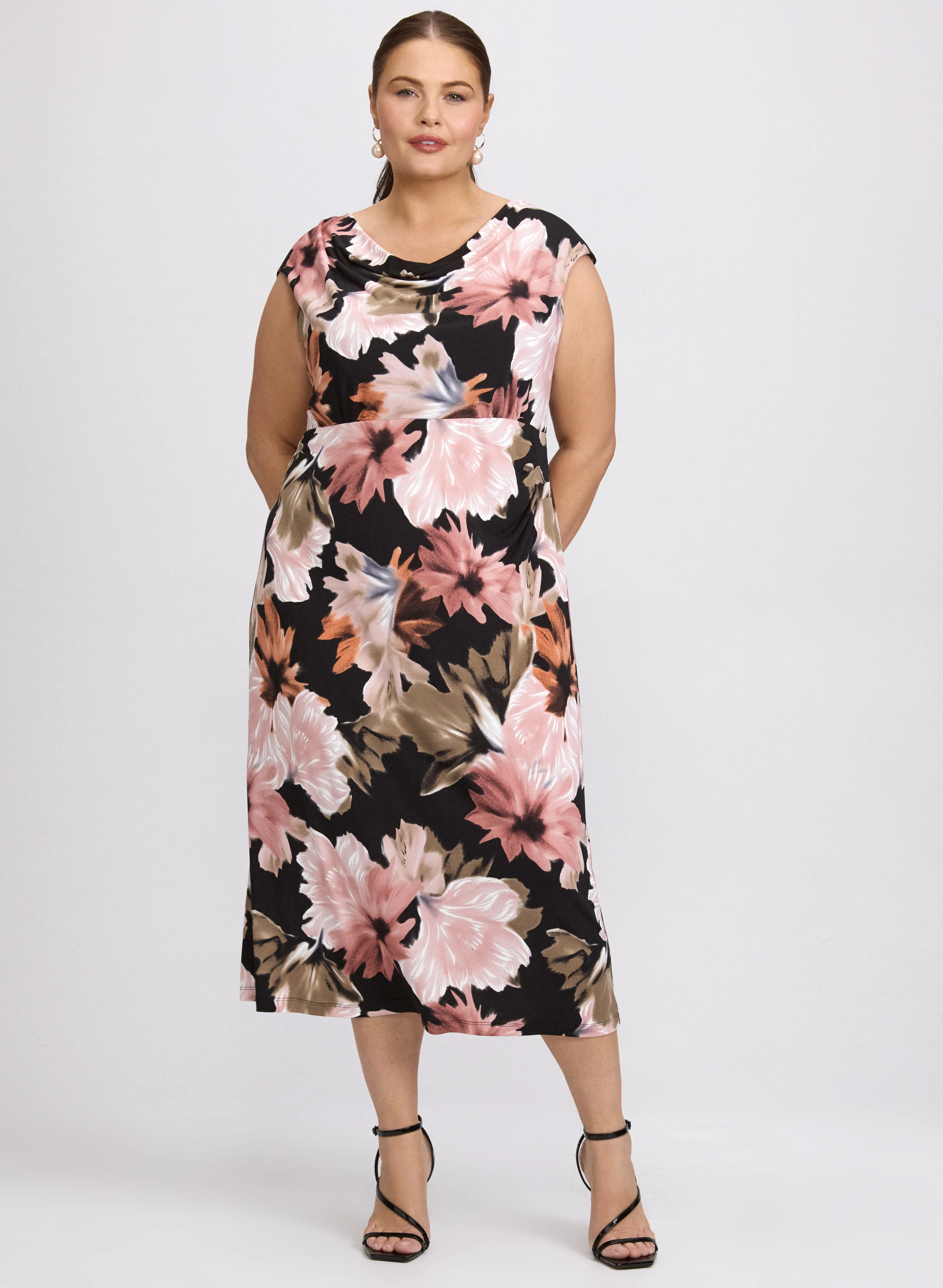 Floral Cowl Neck Dress
