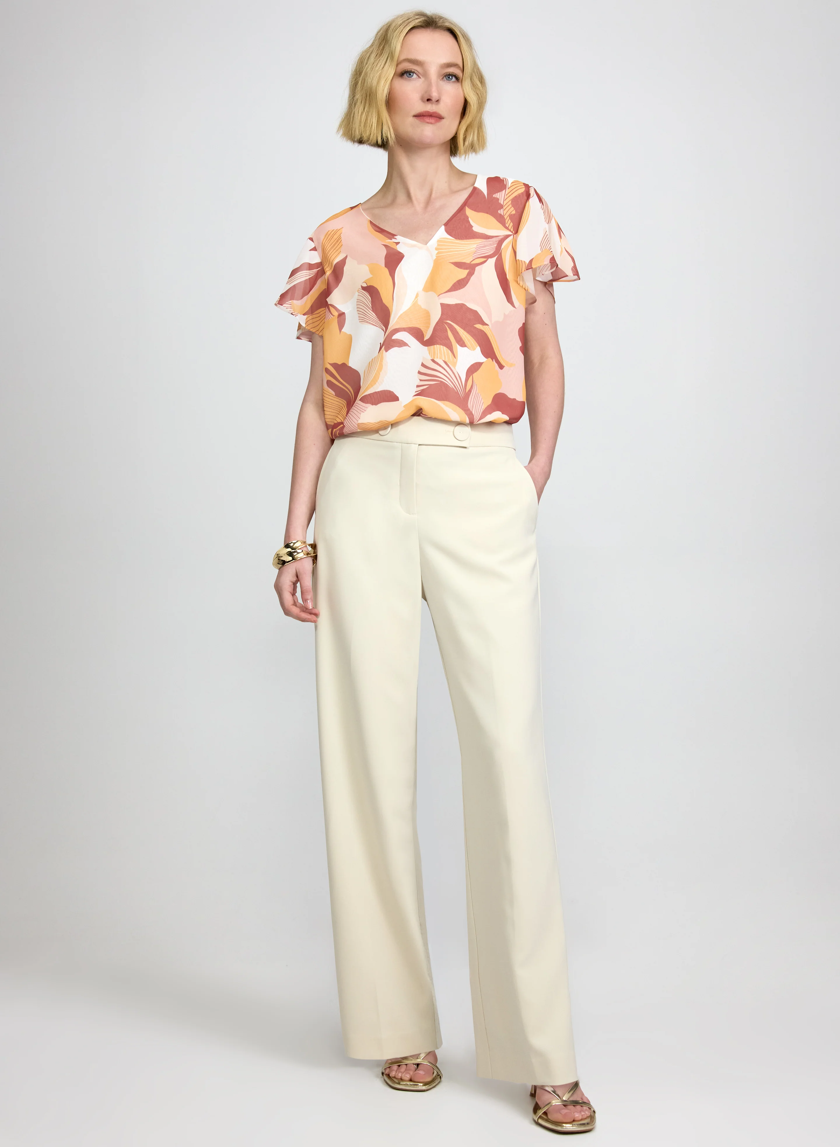 Floral Flutter Sleeve Blouse - Image 3