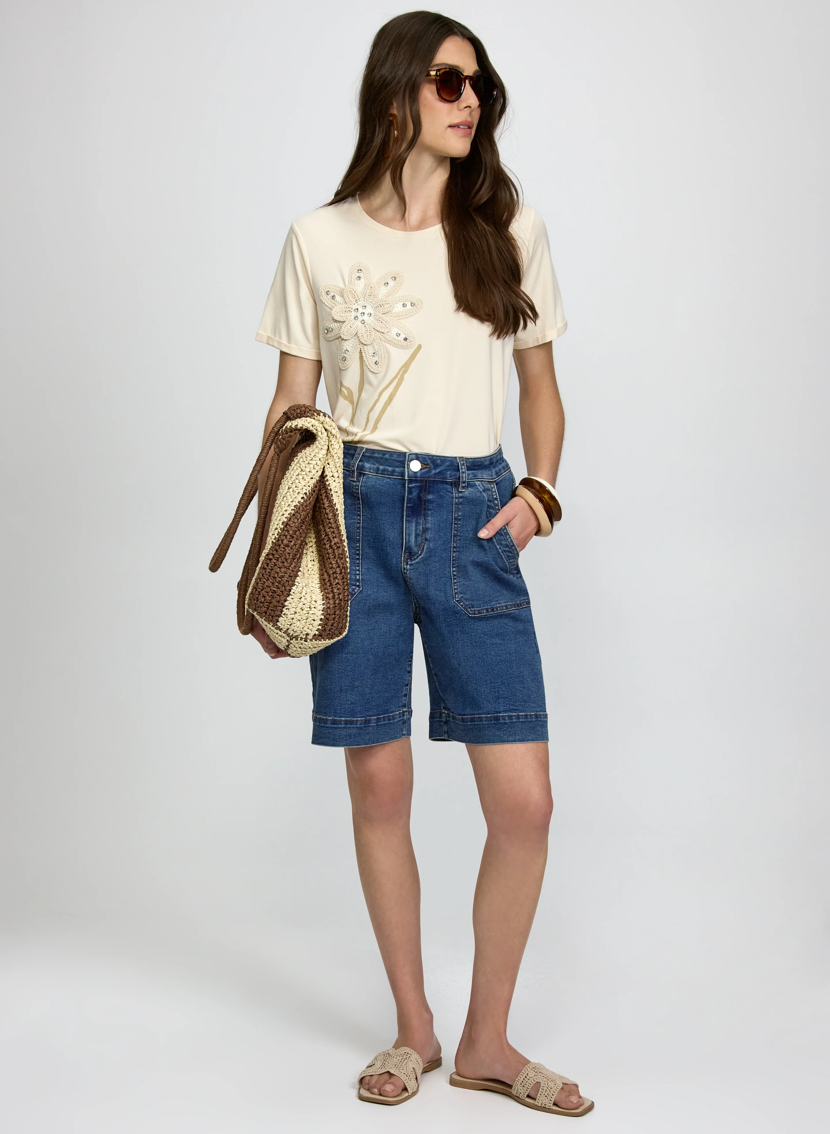 Floral Macrame Applique T-Shirt - Image 3