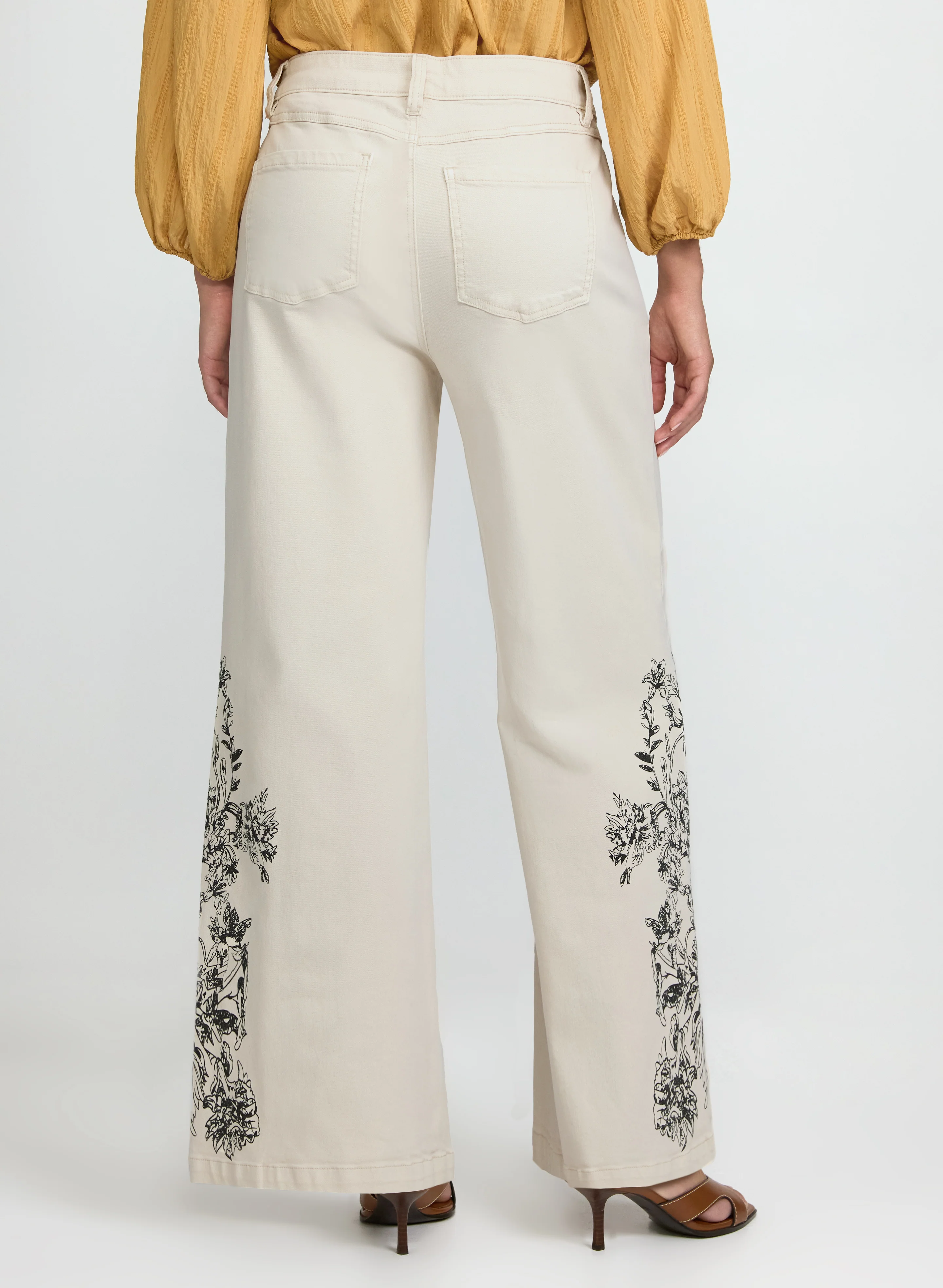 Floral Placement Print Jeans - Image 4