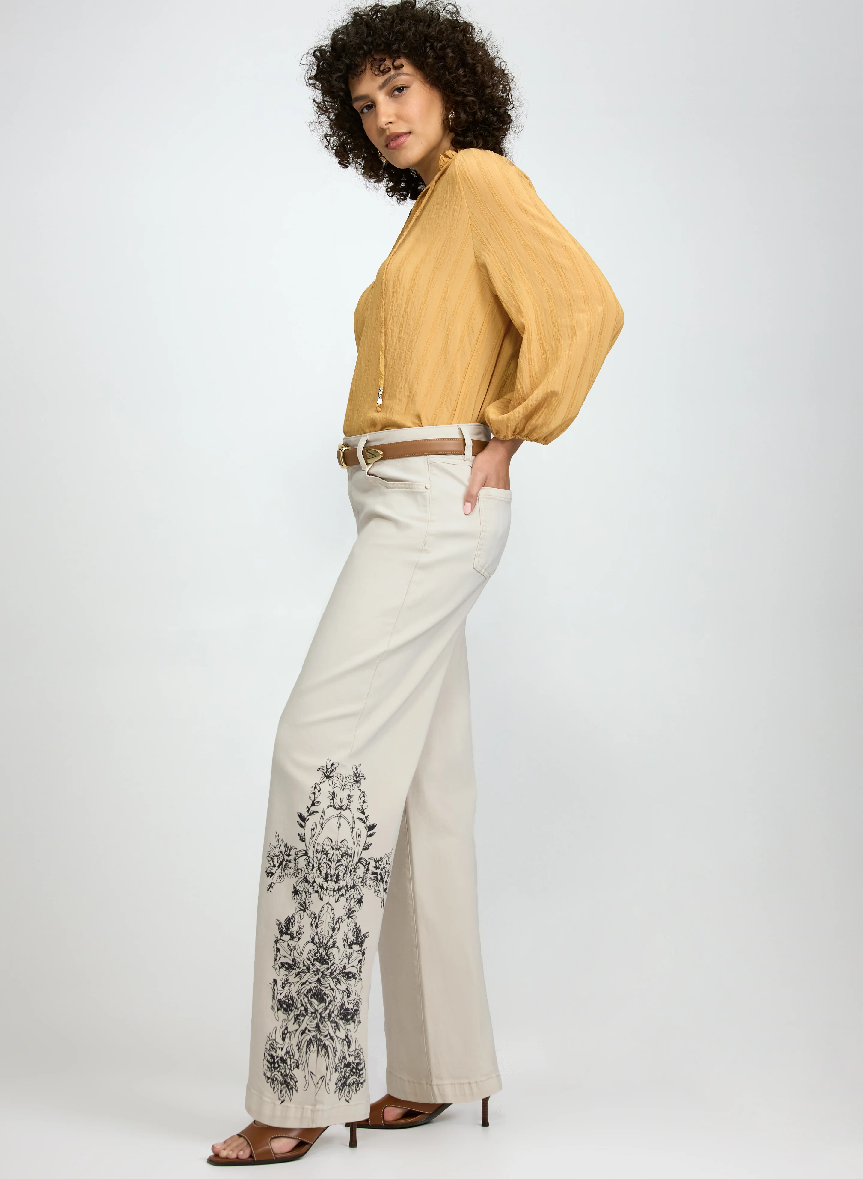 Floral Placement Print Jeans - Image 5