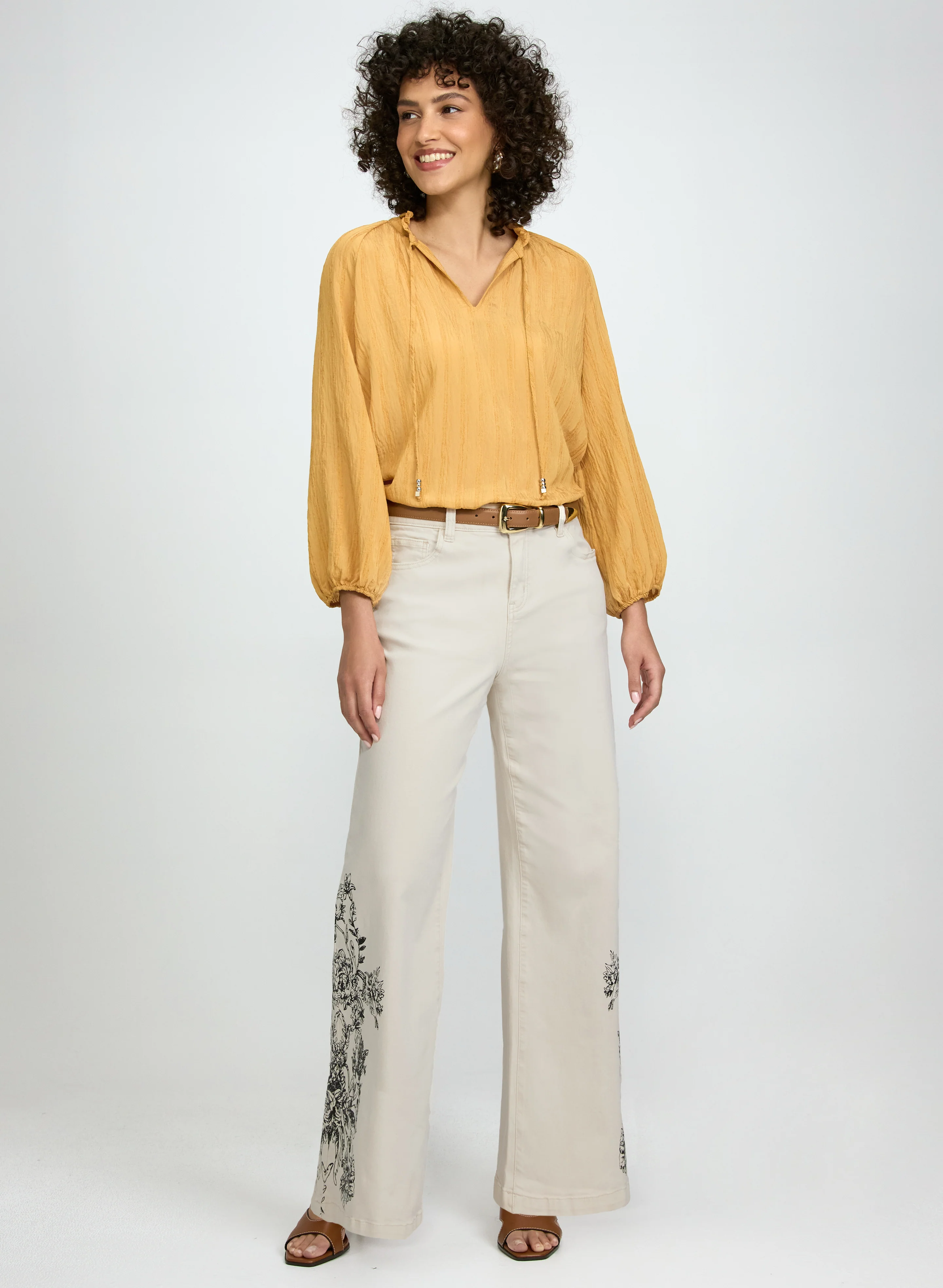 Floral Placement Print Jeans - Image 6