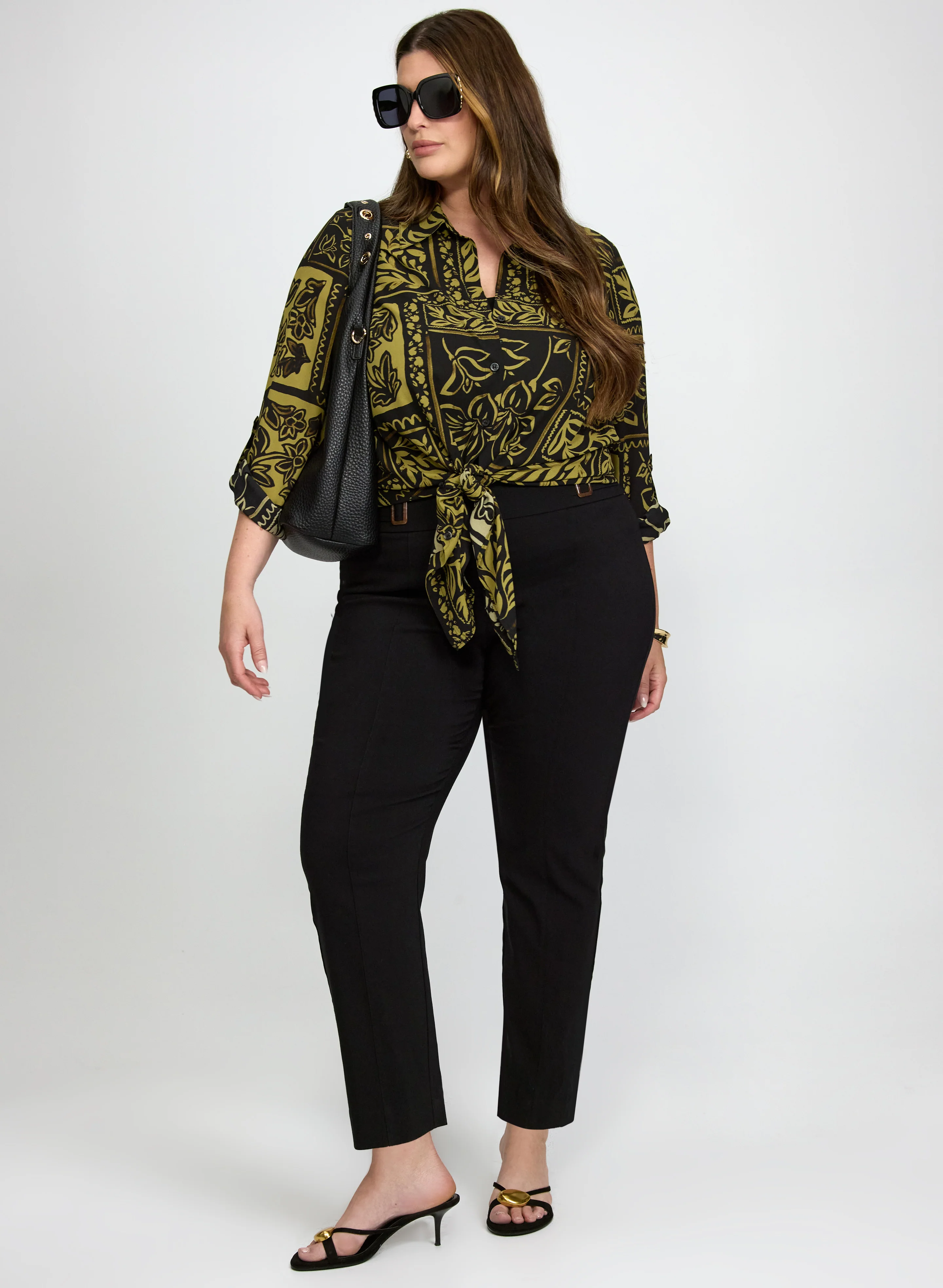 Patterned Tunic Button-Down Blouse - Image 6