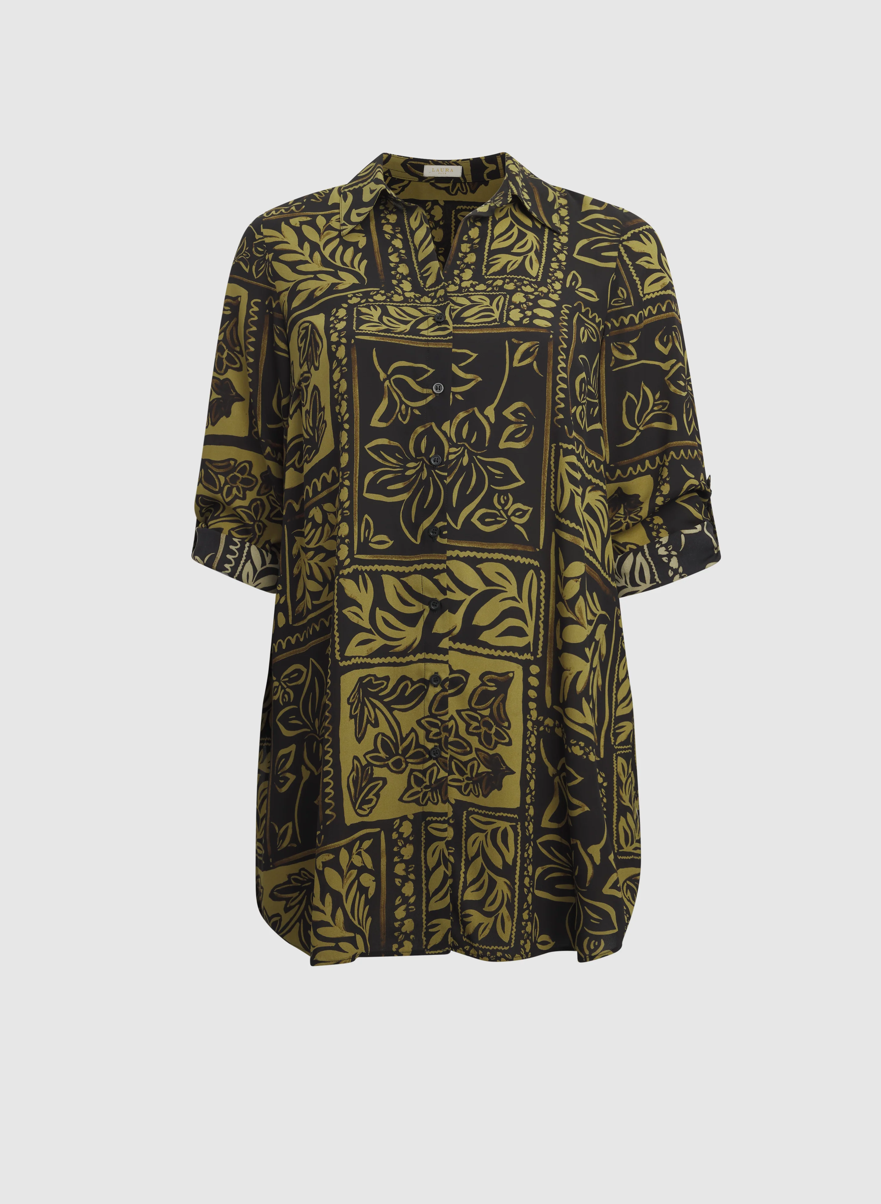 Patterned Tunic Button-Down Blouse - Image 7