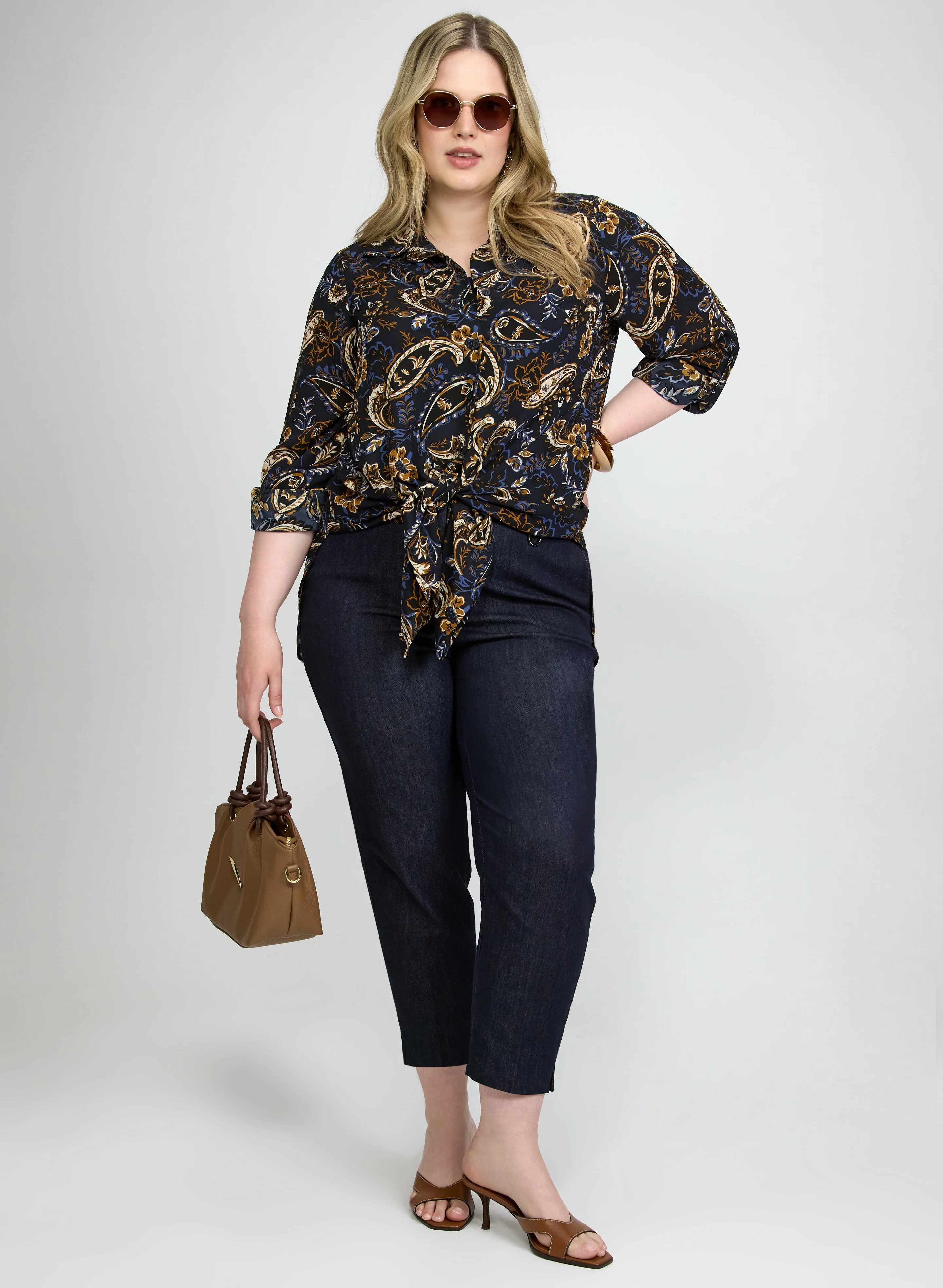 Patterned Tunic Button-Down Blouse - Image 6
