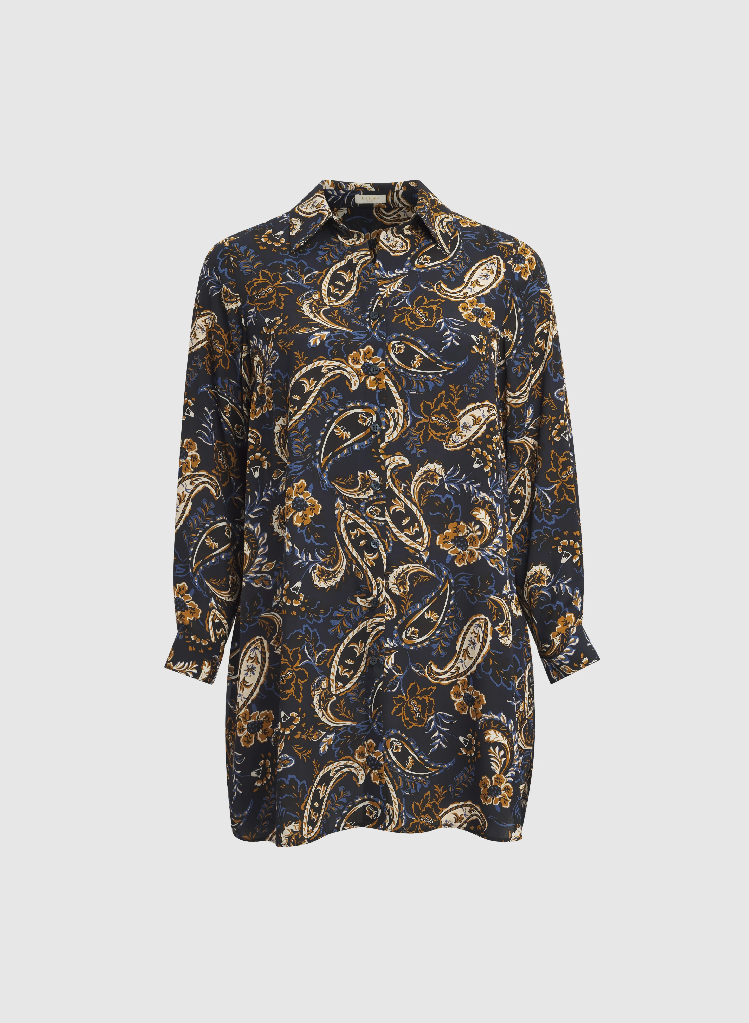 Patterned Tunic Button-Down Blouse - Image 9