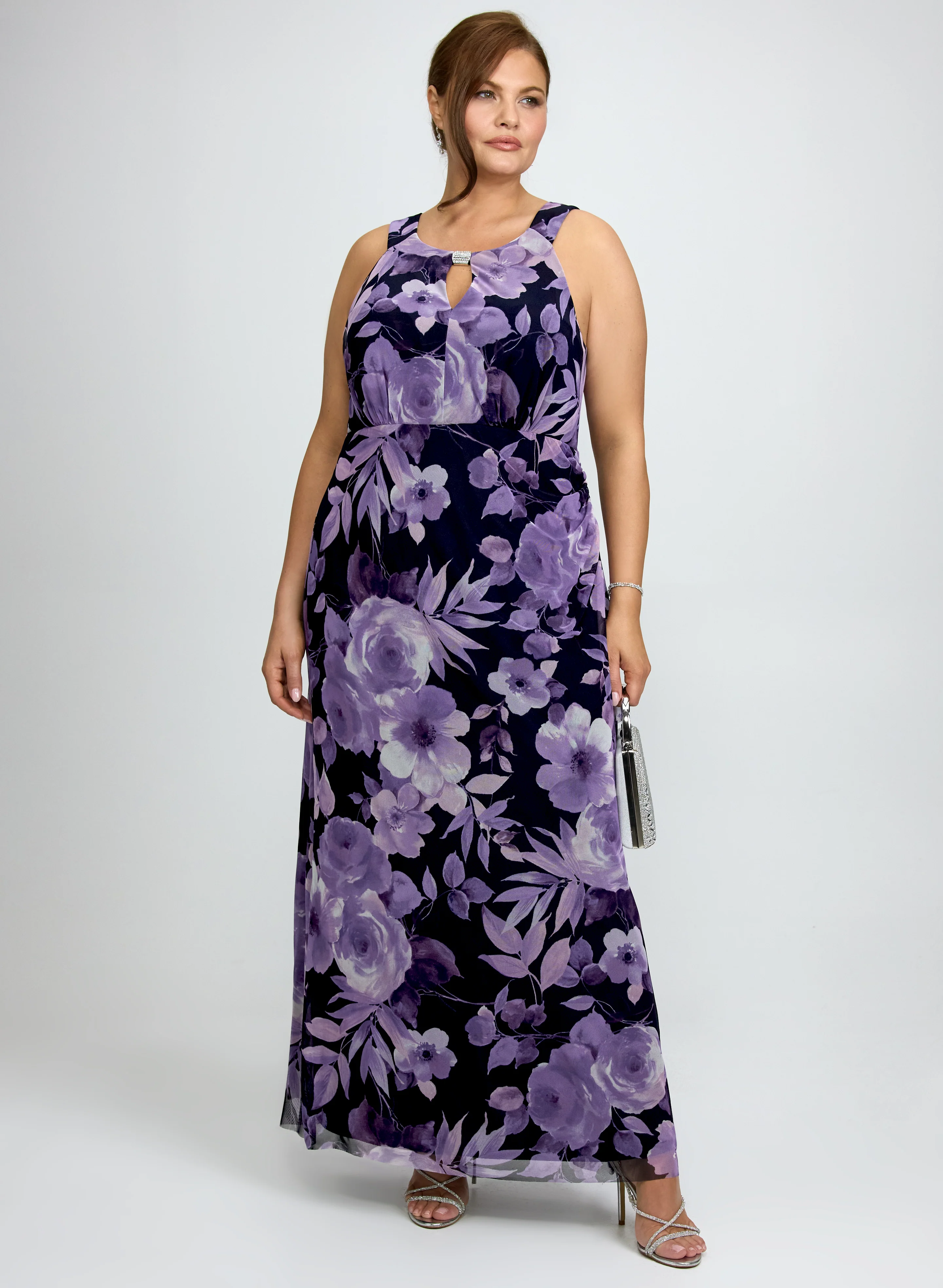 Floral Waterfall Ruffle Dress