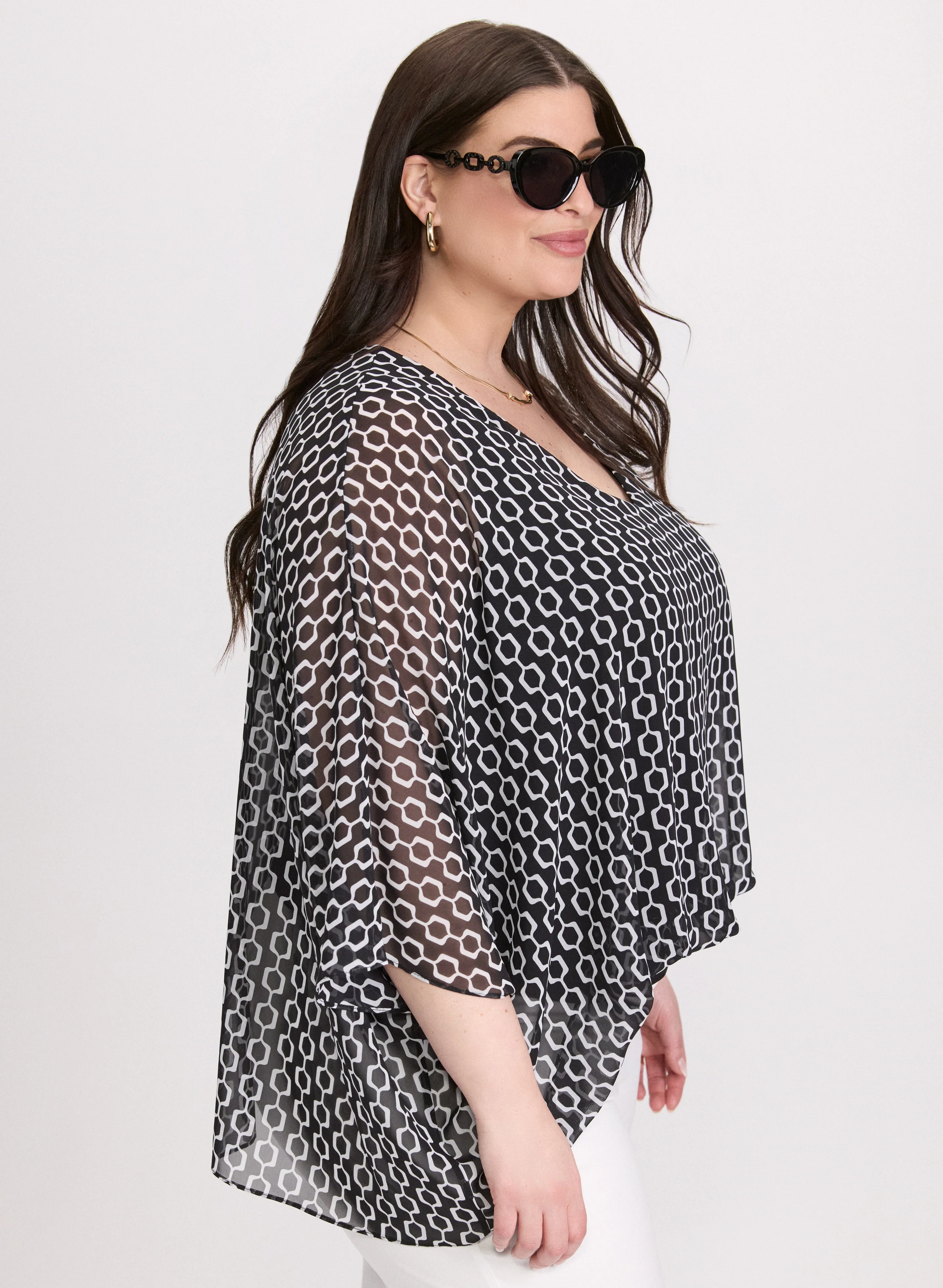 Geometric Chiffon Blouse - Image 2