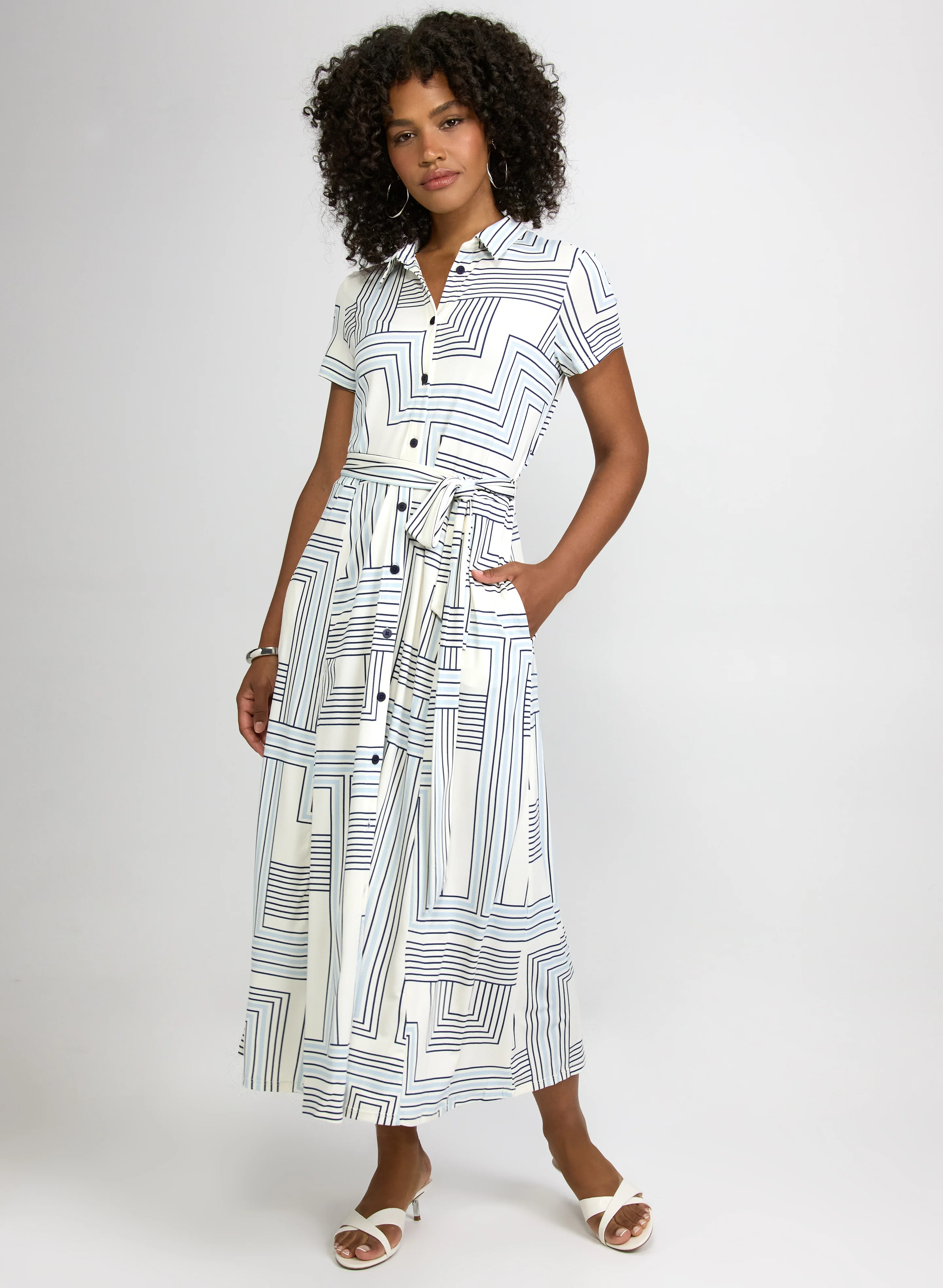 Geometric Print Midi Dress