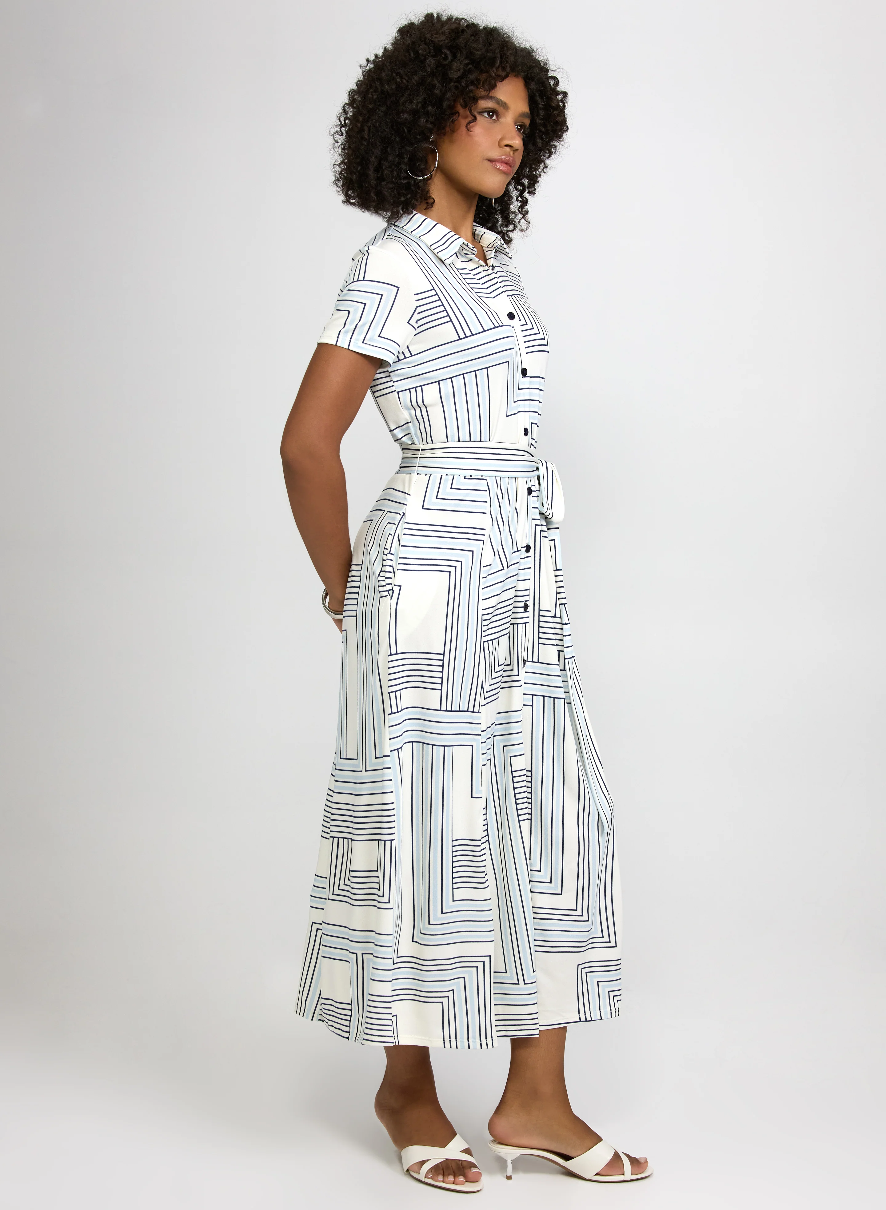 Geometric Print Midi Dress - Image 2