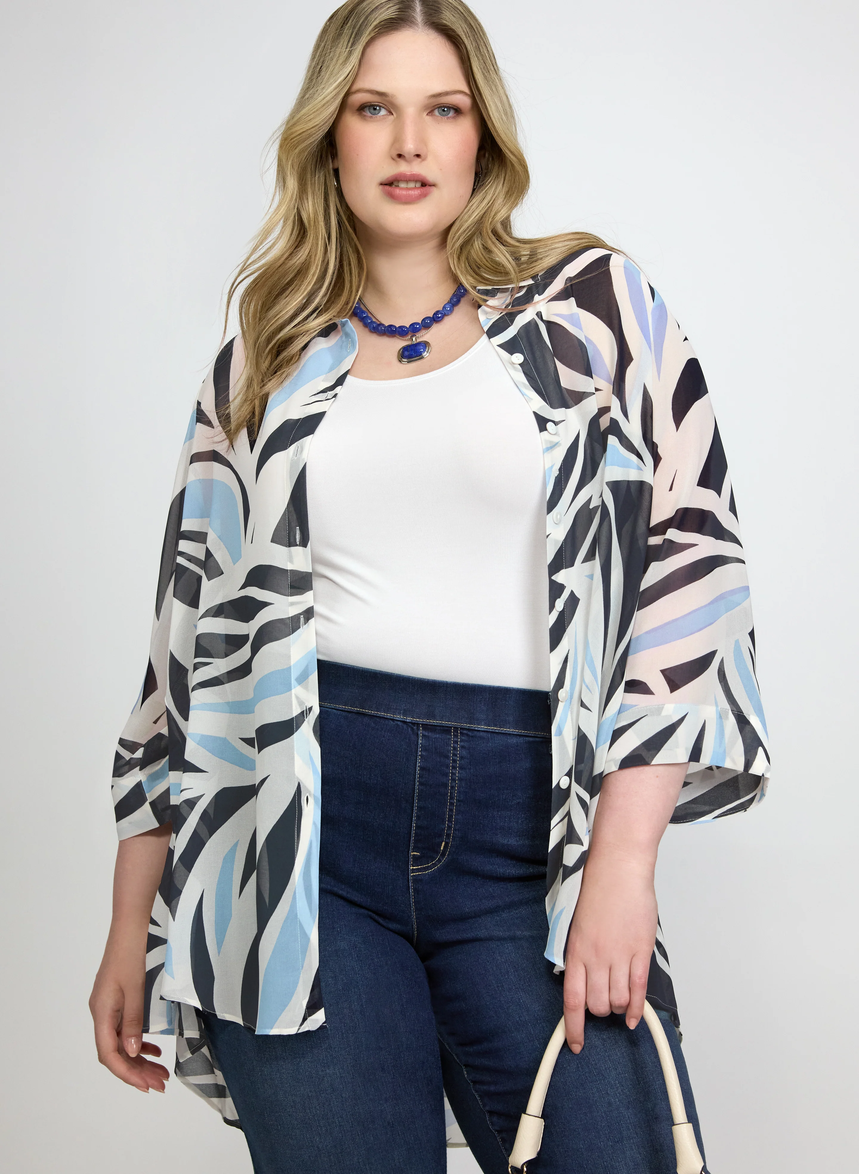 Graphic Leaf Print Blouse