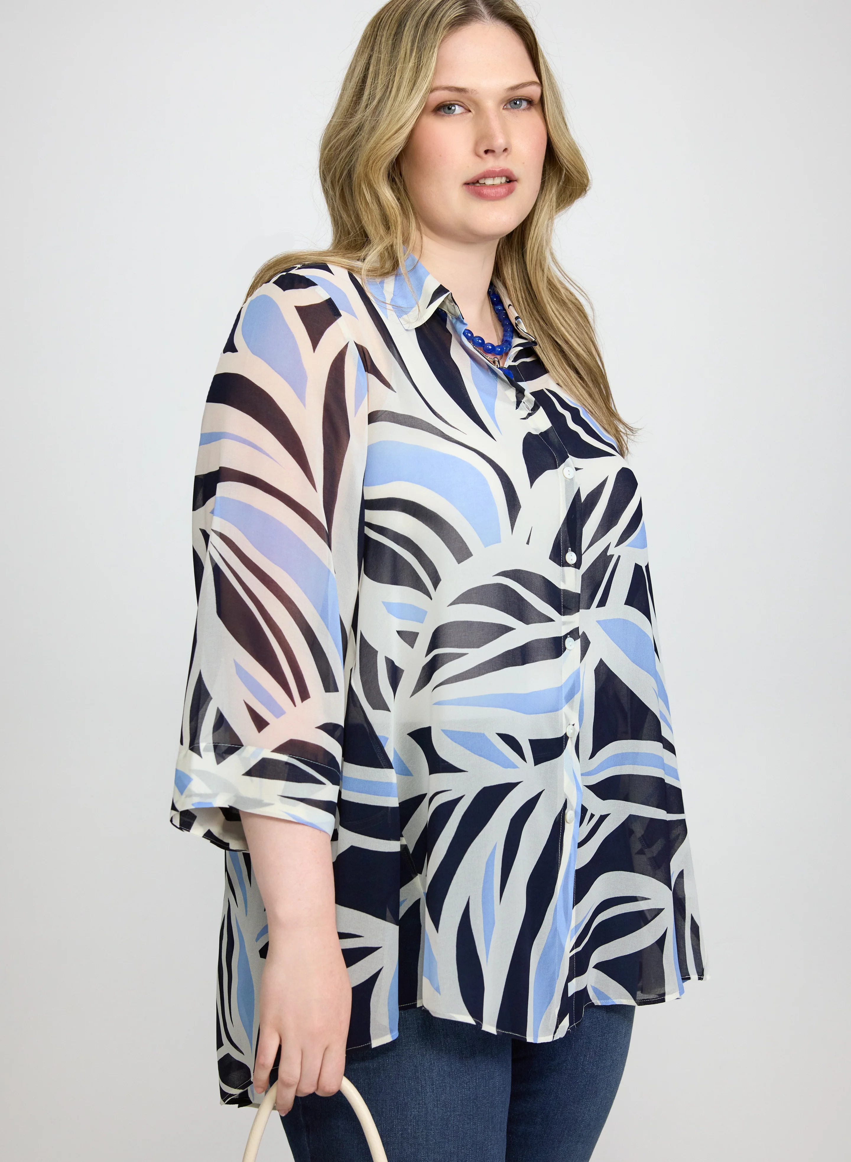 Graphic Leaf Print Blouse - Image 2