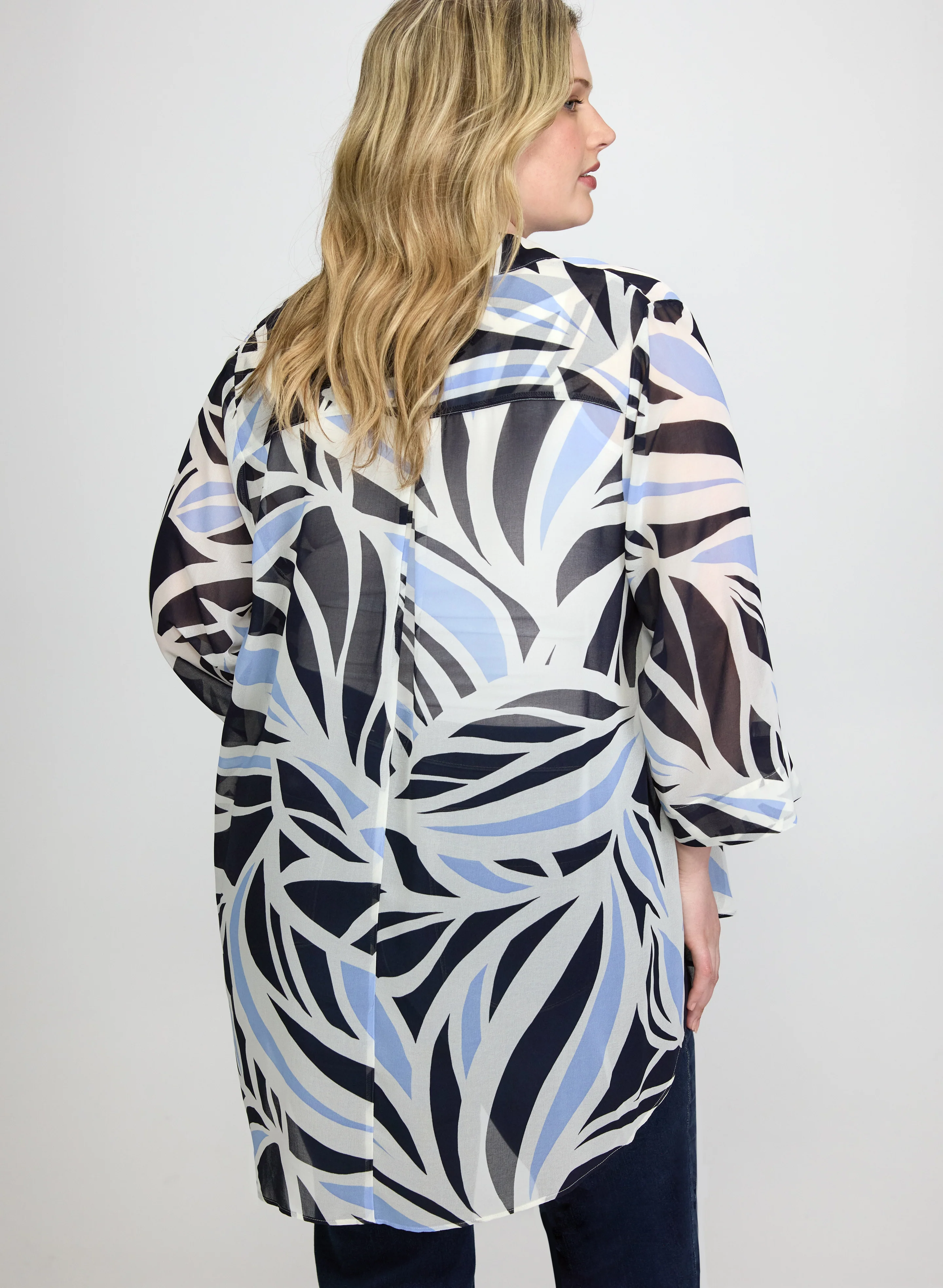 Graphic Leaf Print Blouse - Image 3
