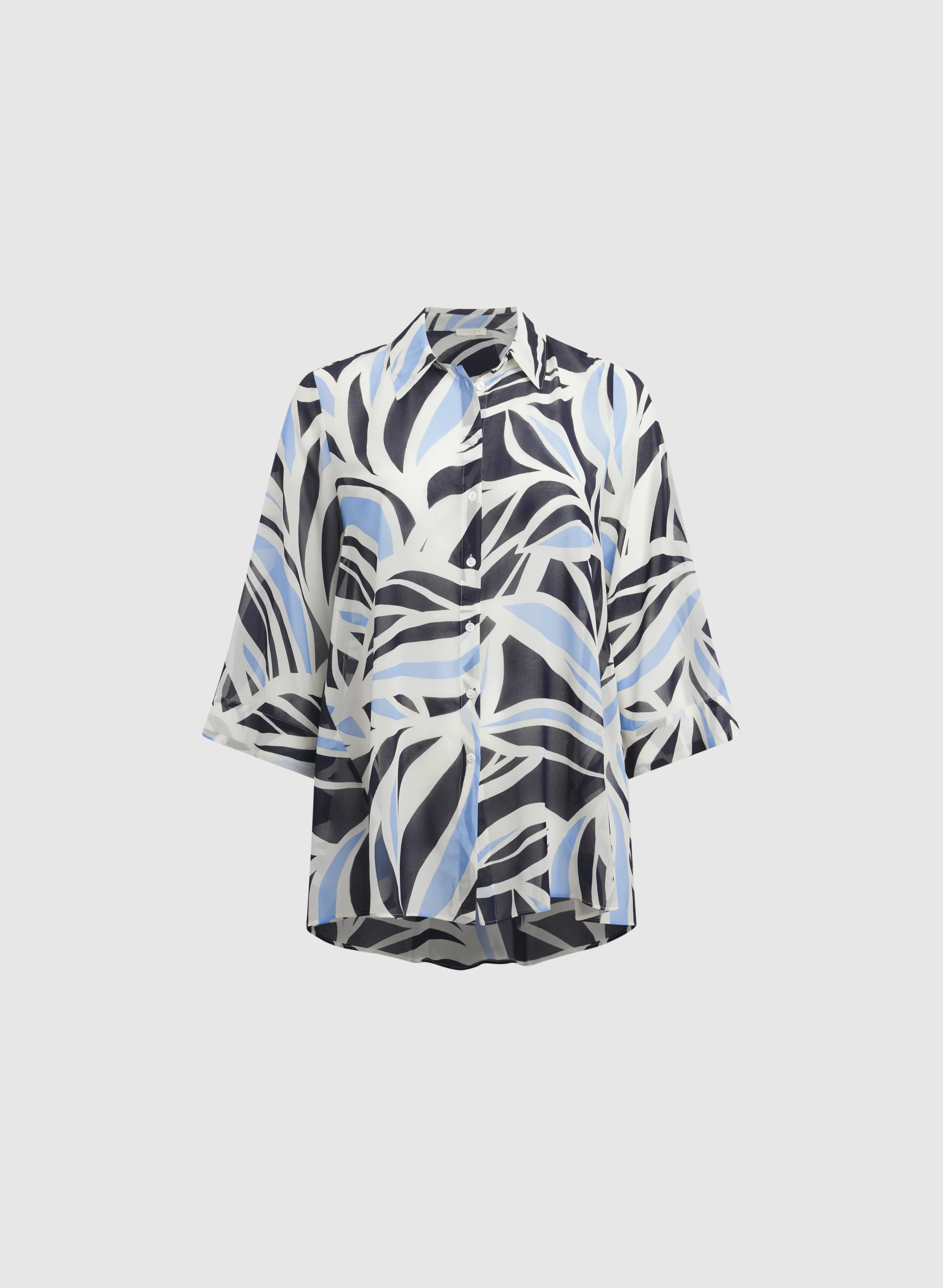 Graphic Leaf Print Blouse - Image 6