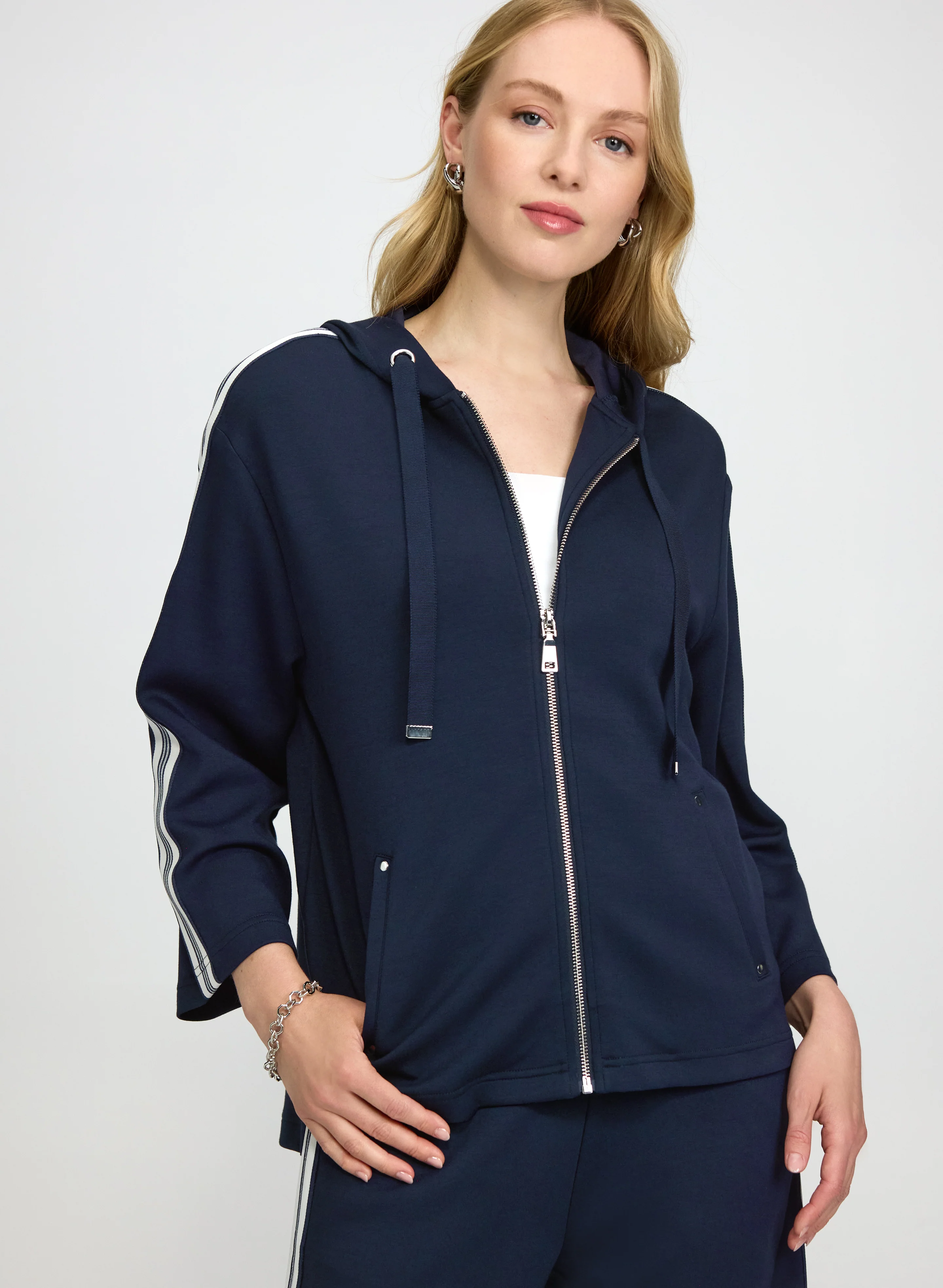 Hooded Zip Closure Top