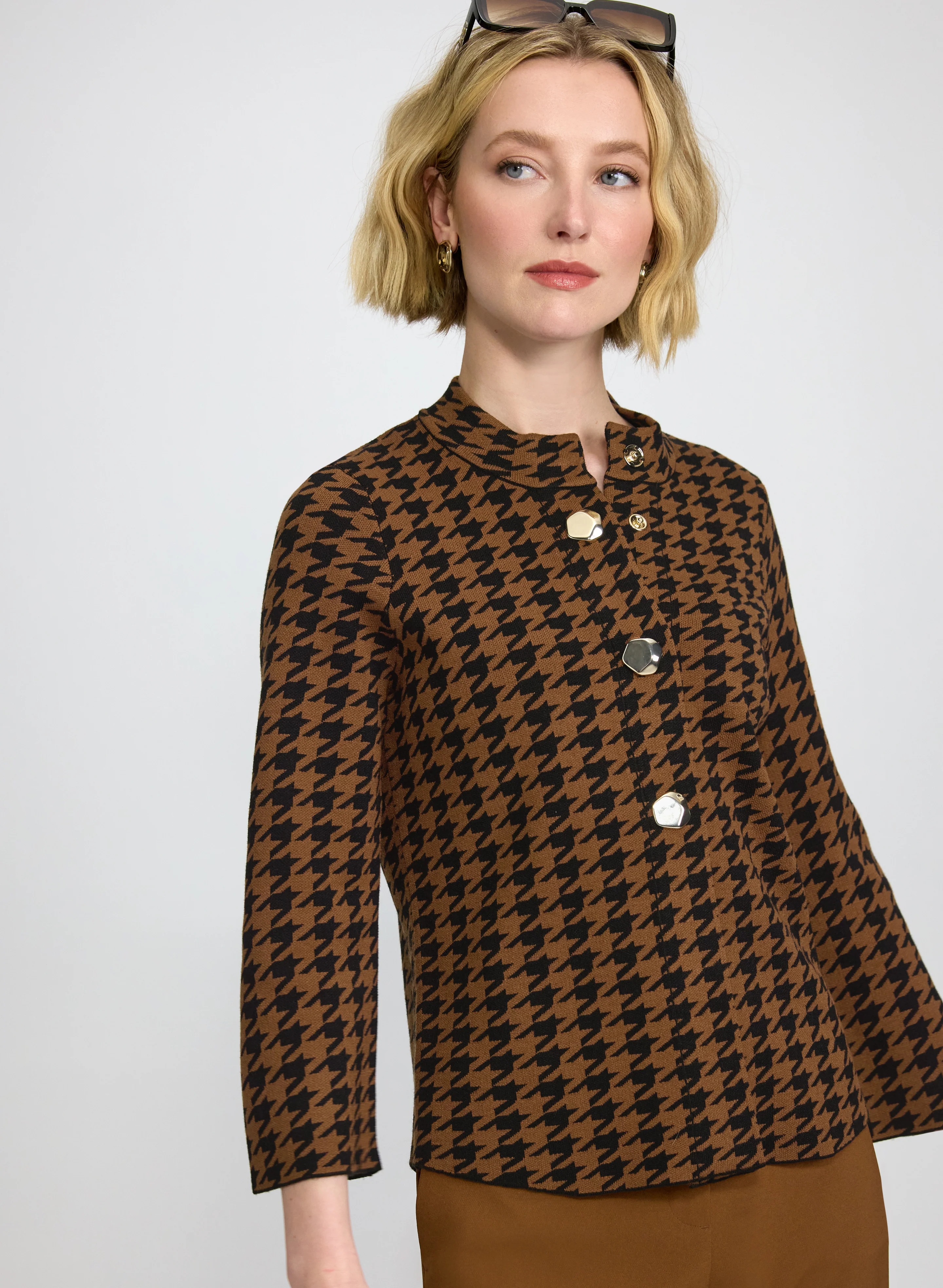 Houndstooth Button Cardigan