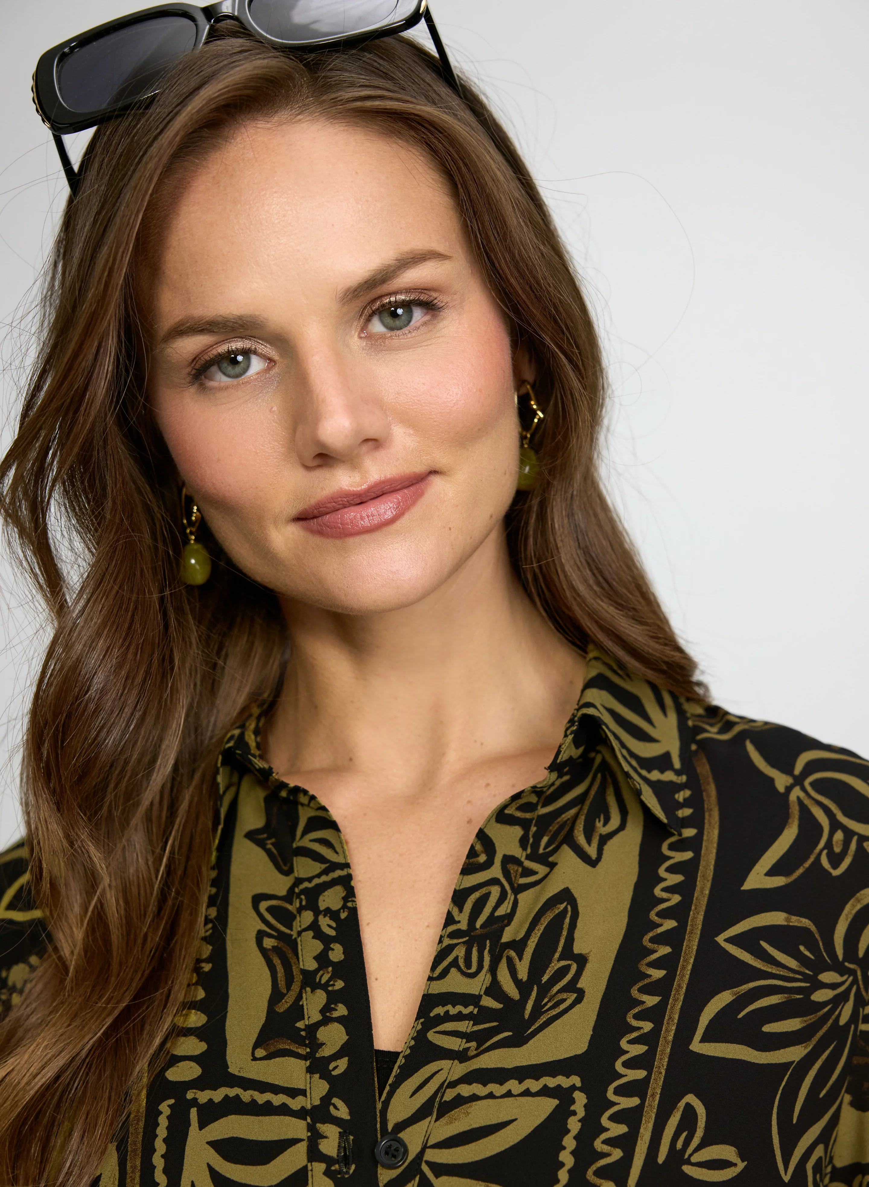 Patterned Tunic Button-Down Blouse - Image 5