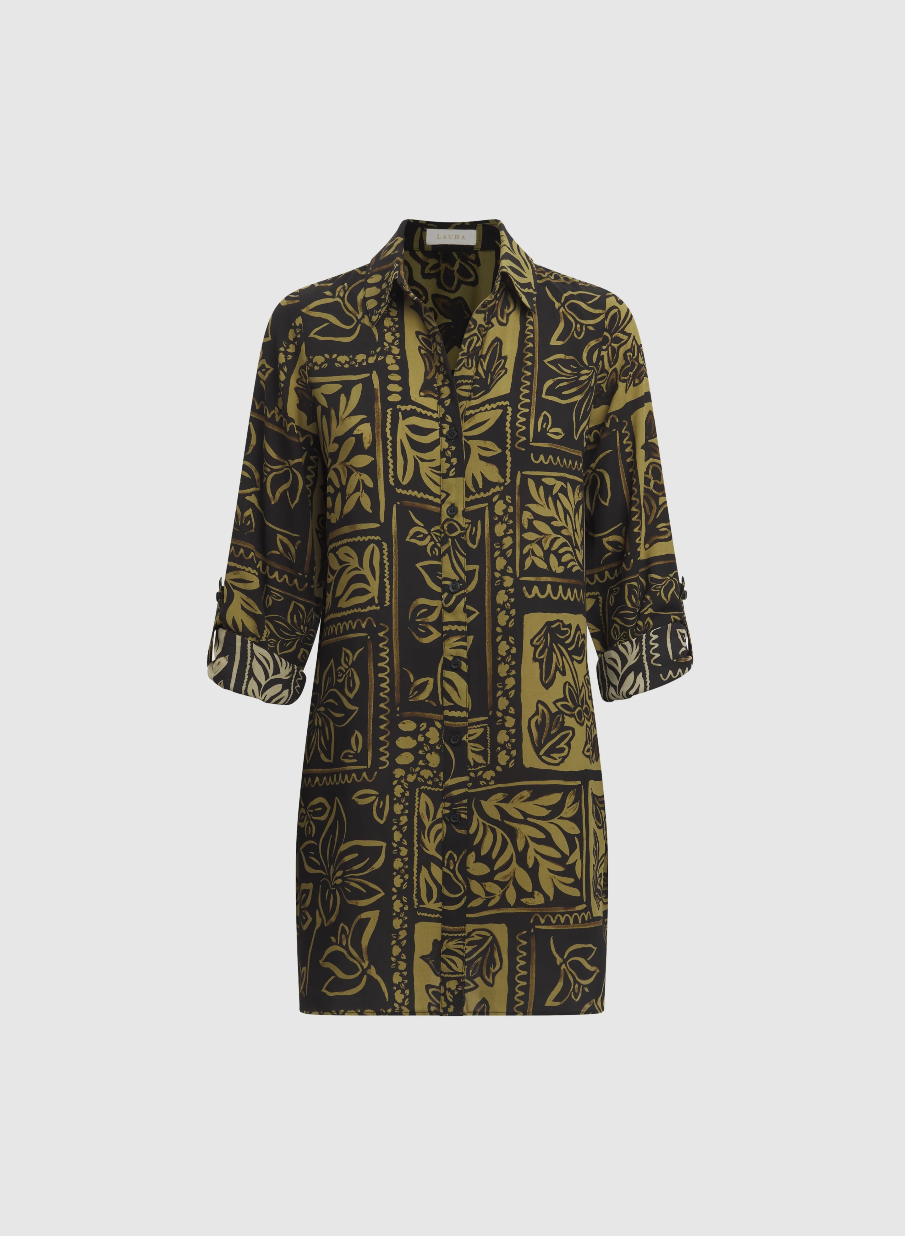 Patterned Tunic Button-Down Blouse - Image 6