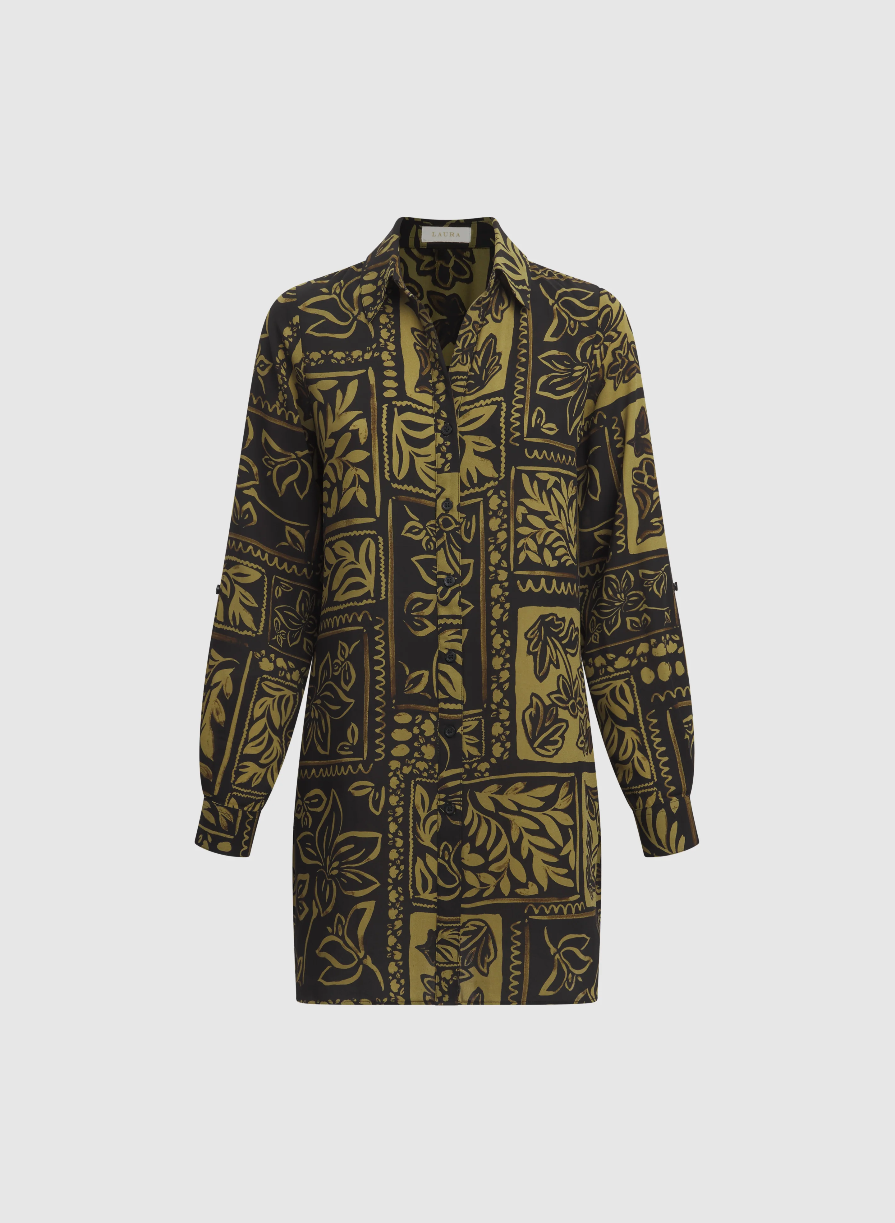 Patterned Tunic Button-Down Blouse - Image 8